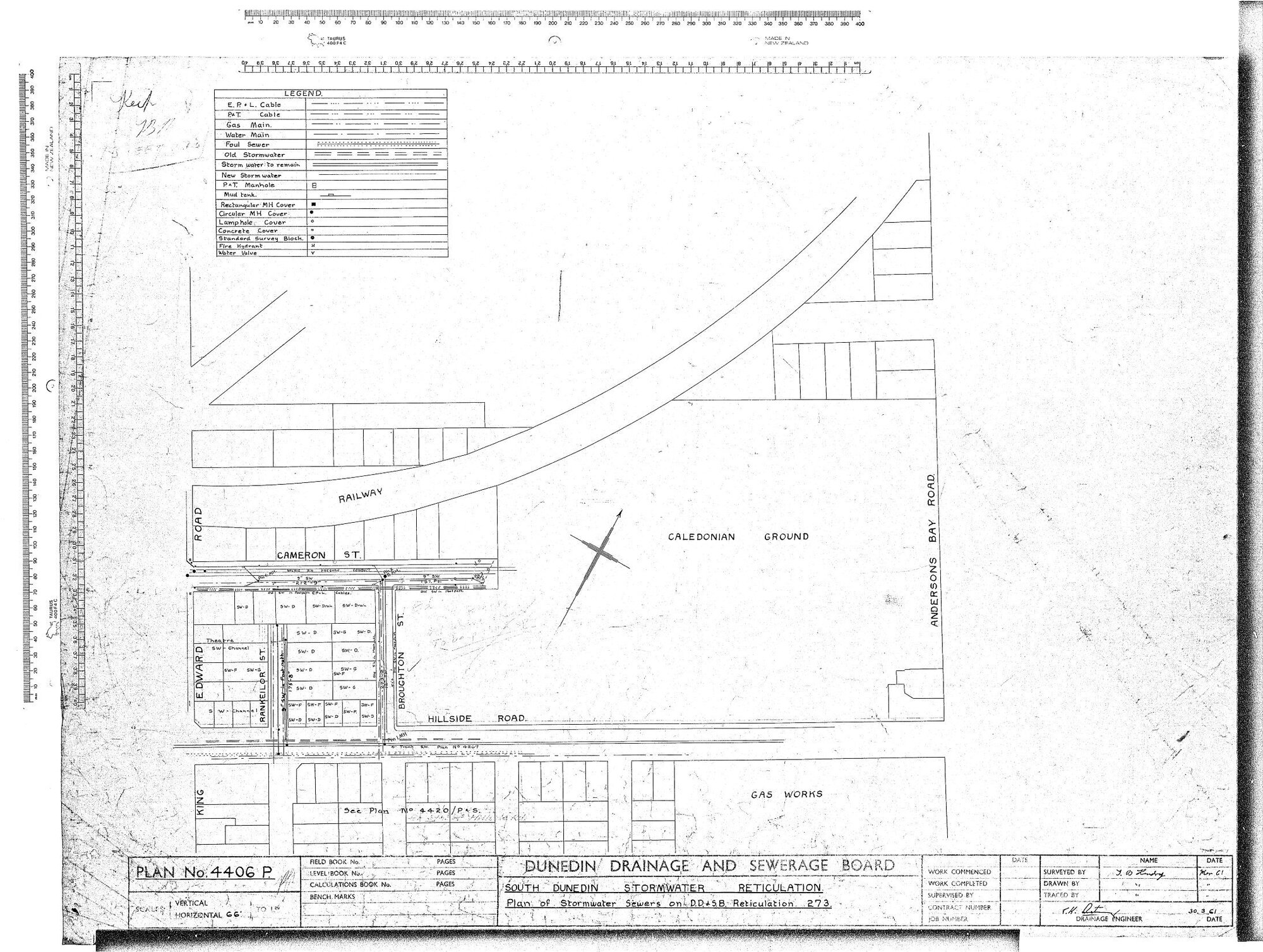 SOUTH DUNEDIN STORMWATER RETICULATION PLAN &amp; STORMWATER SEWERS ON D.D. &amp; S.B. RETICULKATION 273