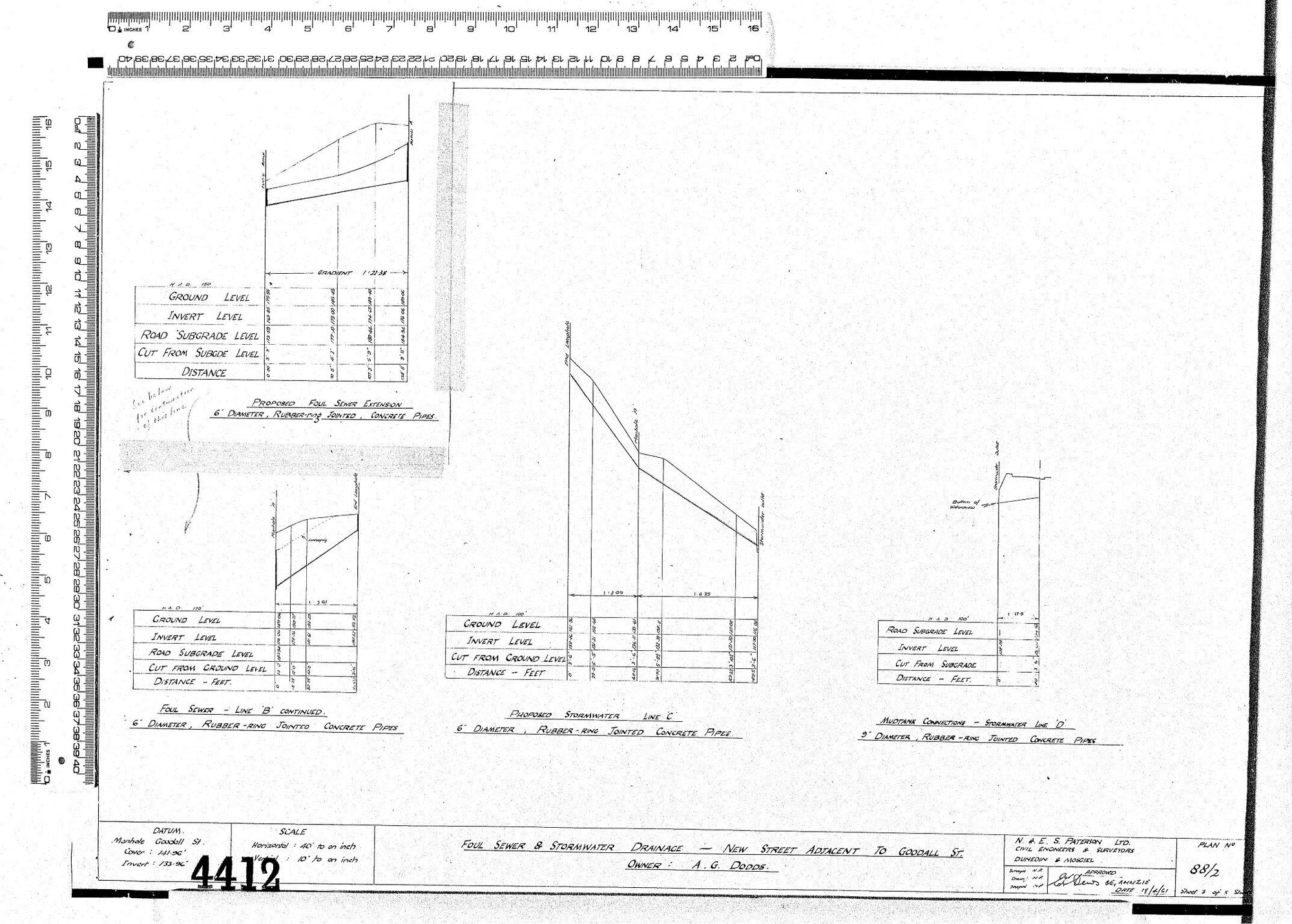 FOUL SEWER &amp; STORMWATER DRAINAGE - NEW STREET ADJACENT TO GOODALL ST. OWNER A.G. DODDS