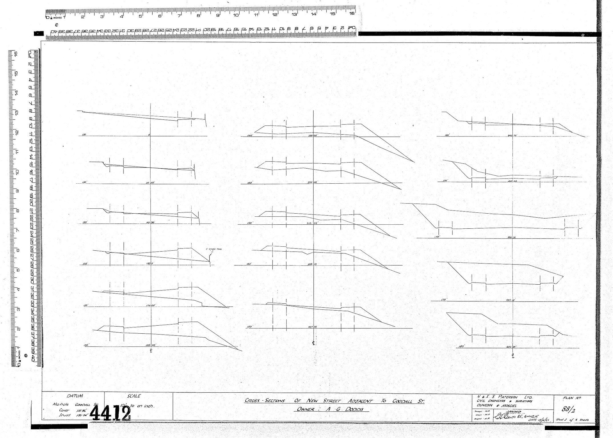 CROSS - SECTIONS OF NEW STREET ADJACENT TO GOODHALL ST.  OWNER A.G. DODDS