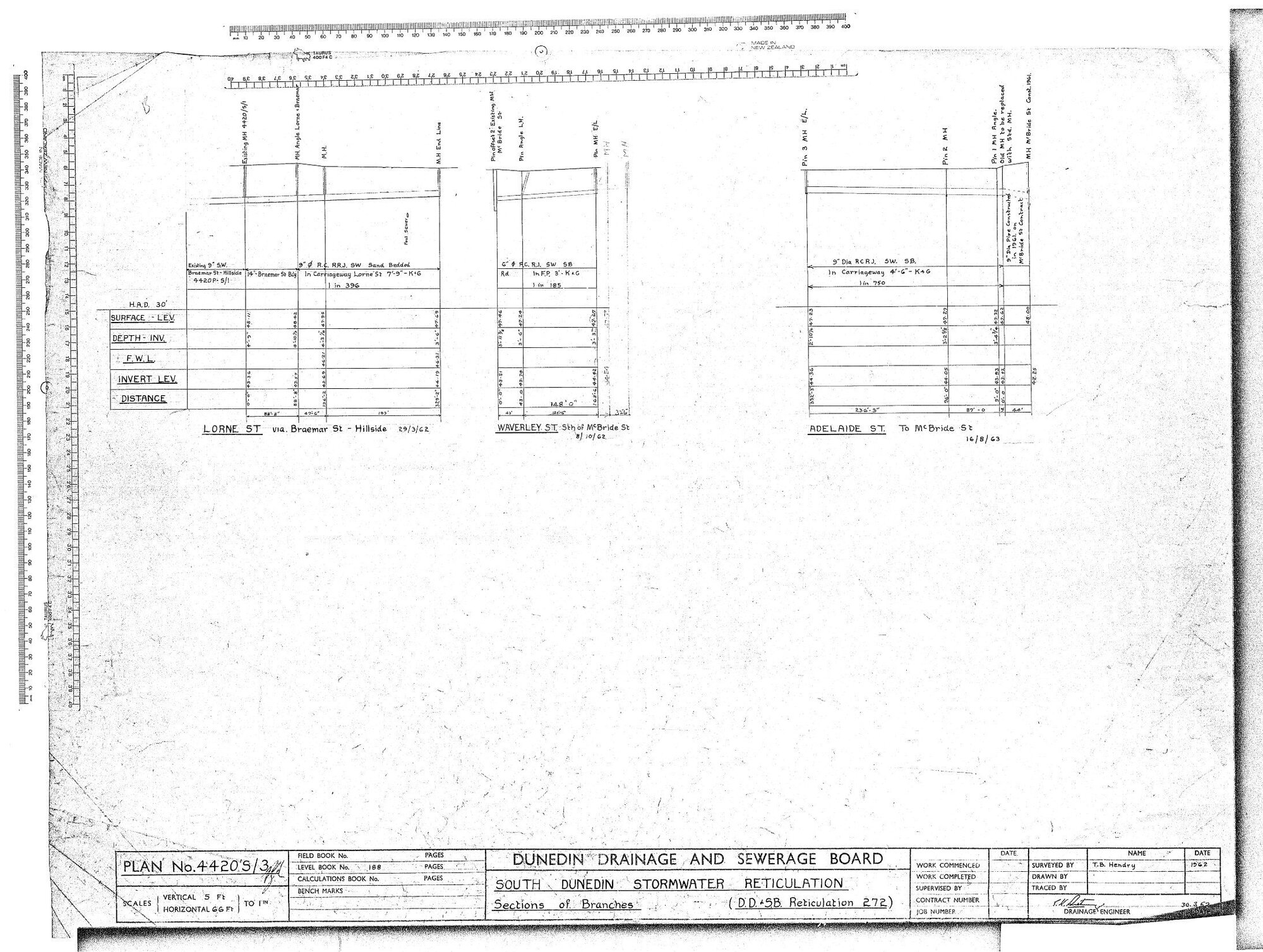 SOUTH DUNEDIN STORMWATER RETICULATION SECTIONS OF BRANCHES  (D.D. &amp; S.B. RETICULATION 272)