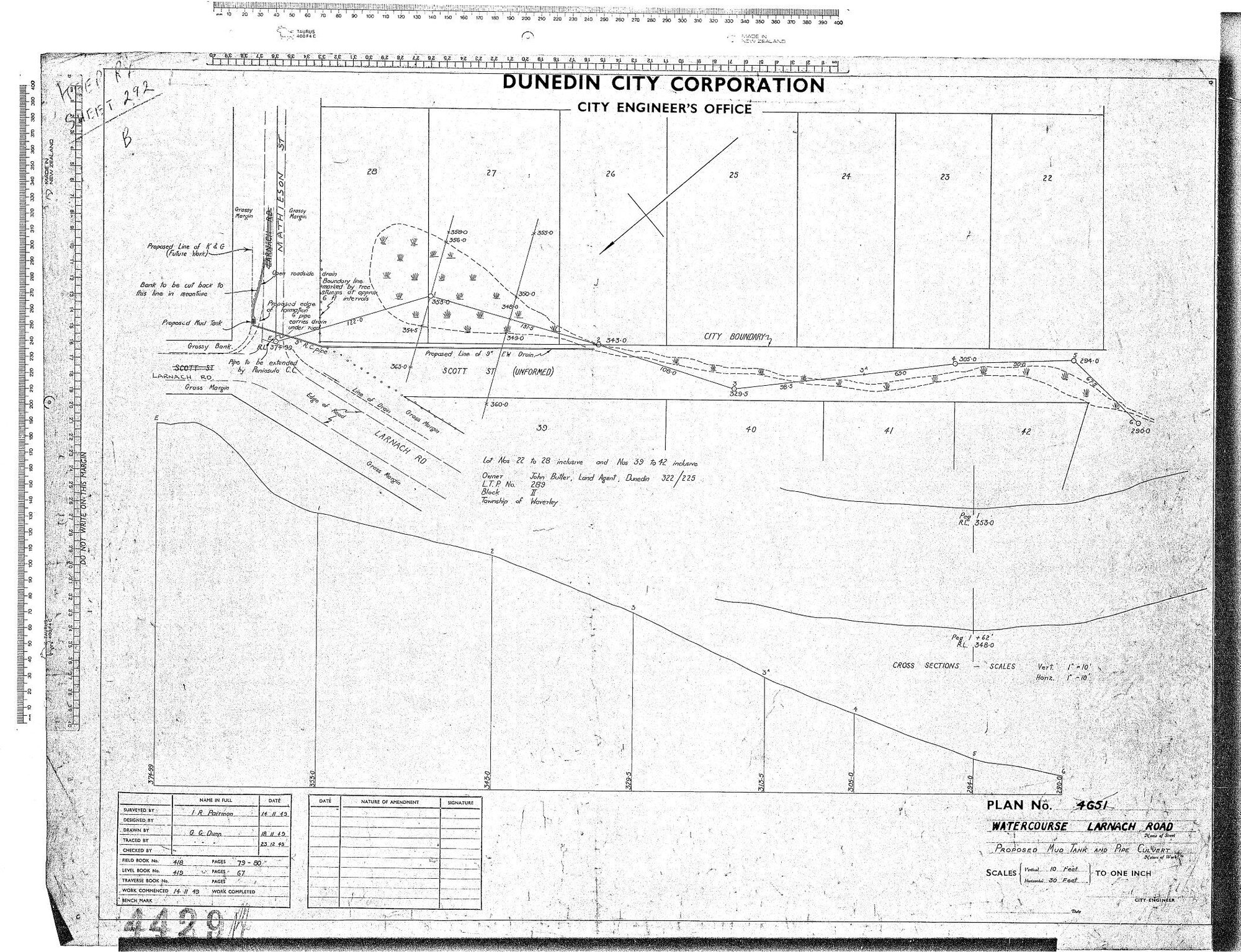 WATERCOURSE LARNACH ROAD  PROPOSED MUD TANK AND PIPE CULVERT
