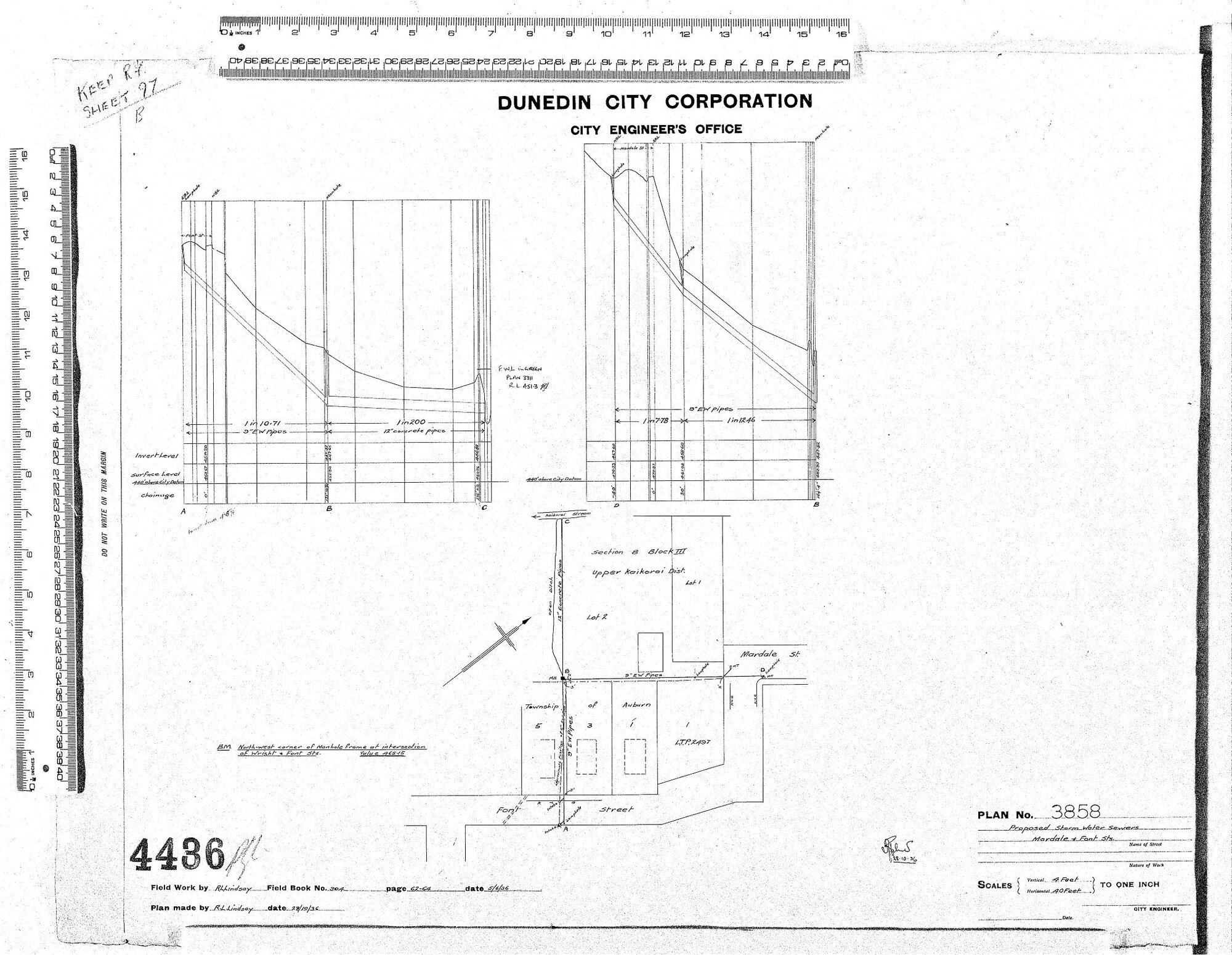 PROPOSED STORM WATER SEWERS MARDALE &amp; FONT STS.