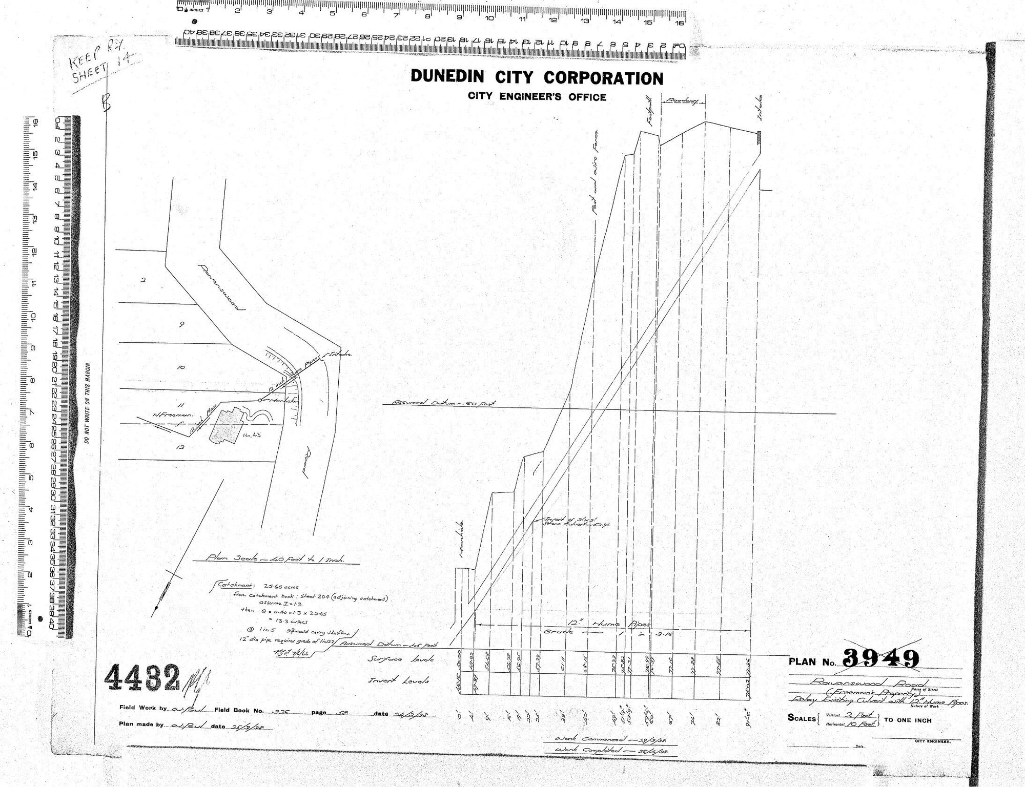 RAVENSWOOD ROAD (REEMANS PROPERTY) RELAY EXISTING CULVERT WITH 12" HUME PIPES