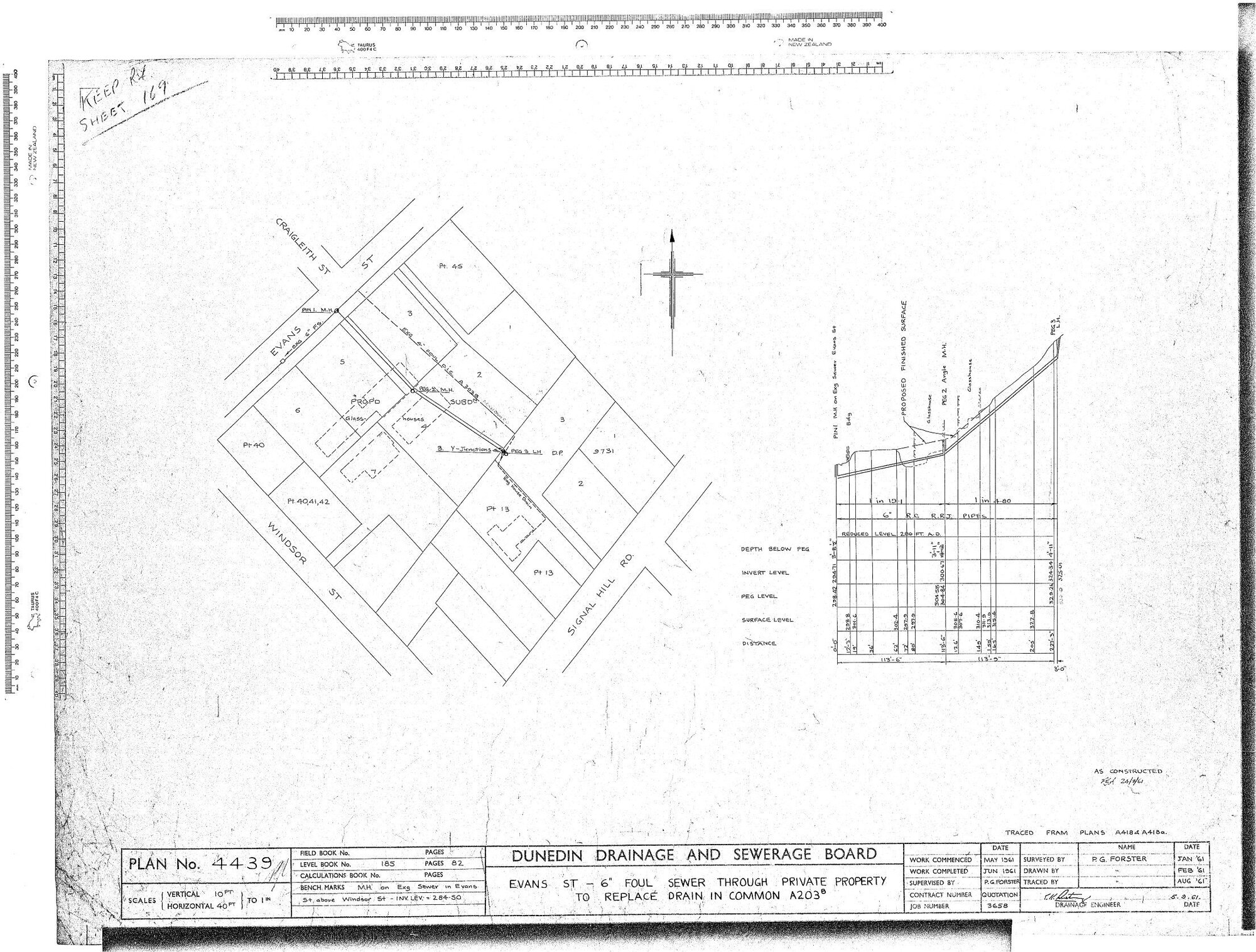 EVANS ST  6" FOUL SEWER THROUGH PRIVATE PROPERTY TO REPLACE DRAIAN IN COMMON A203B