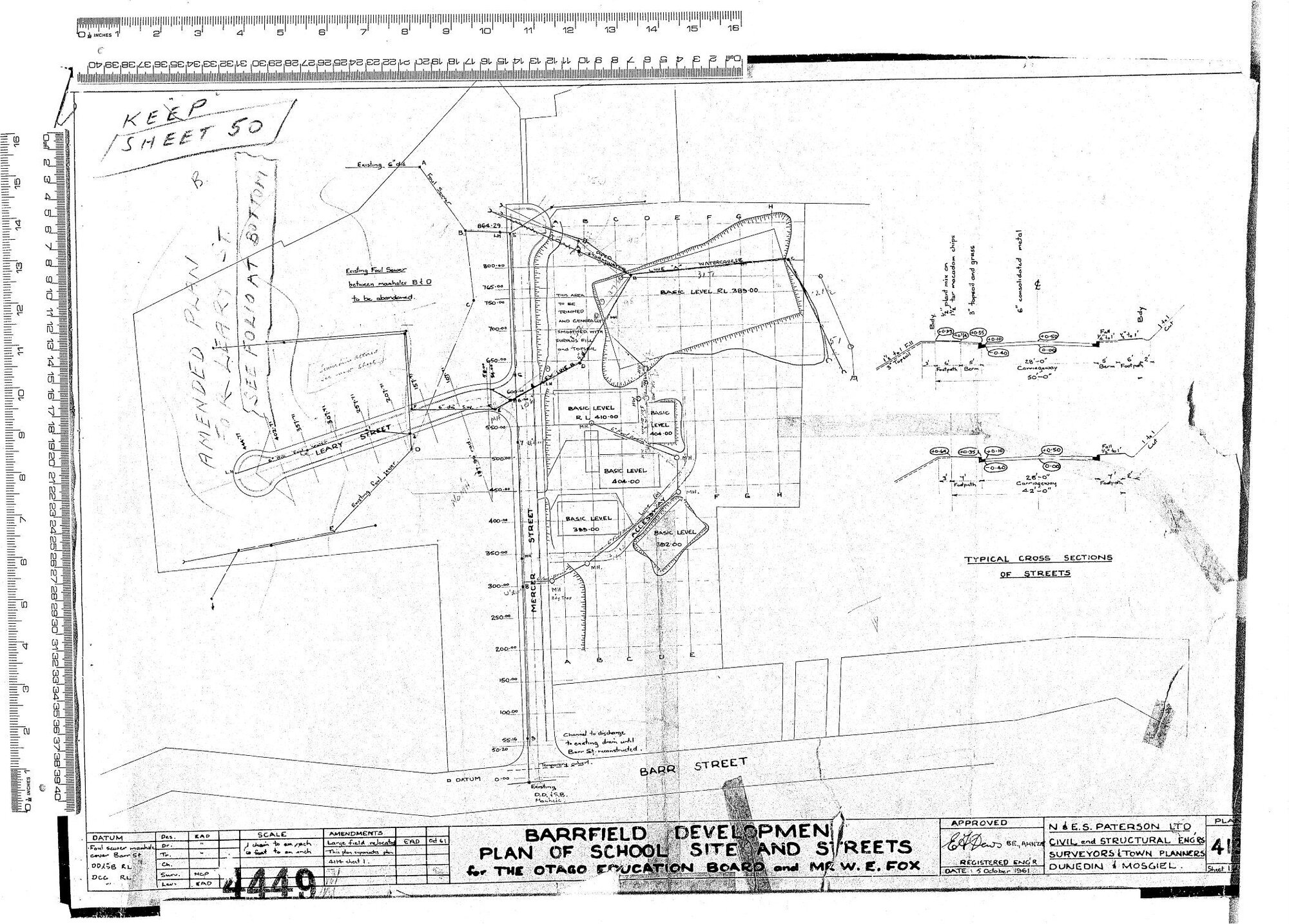 BARRFIELD DEVELOPMENT PLAN OF SCHOLL SITE AND STREETS FOR THE OTAGO EDUCATION BOARD