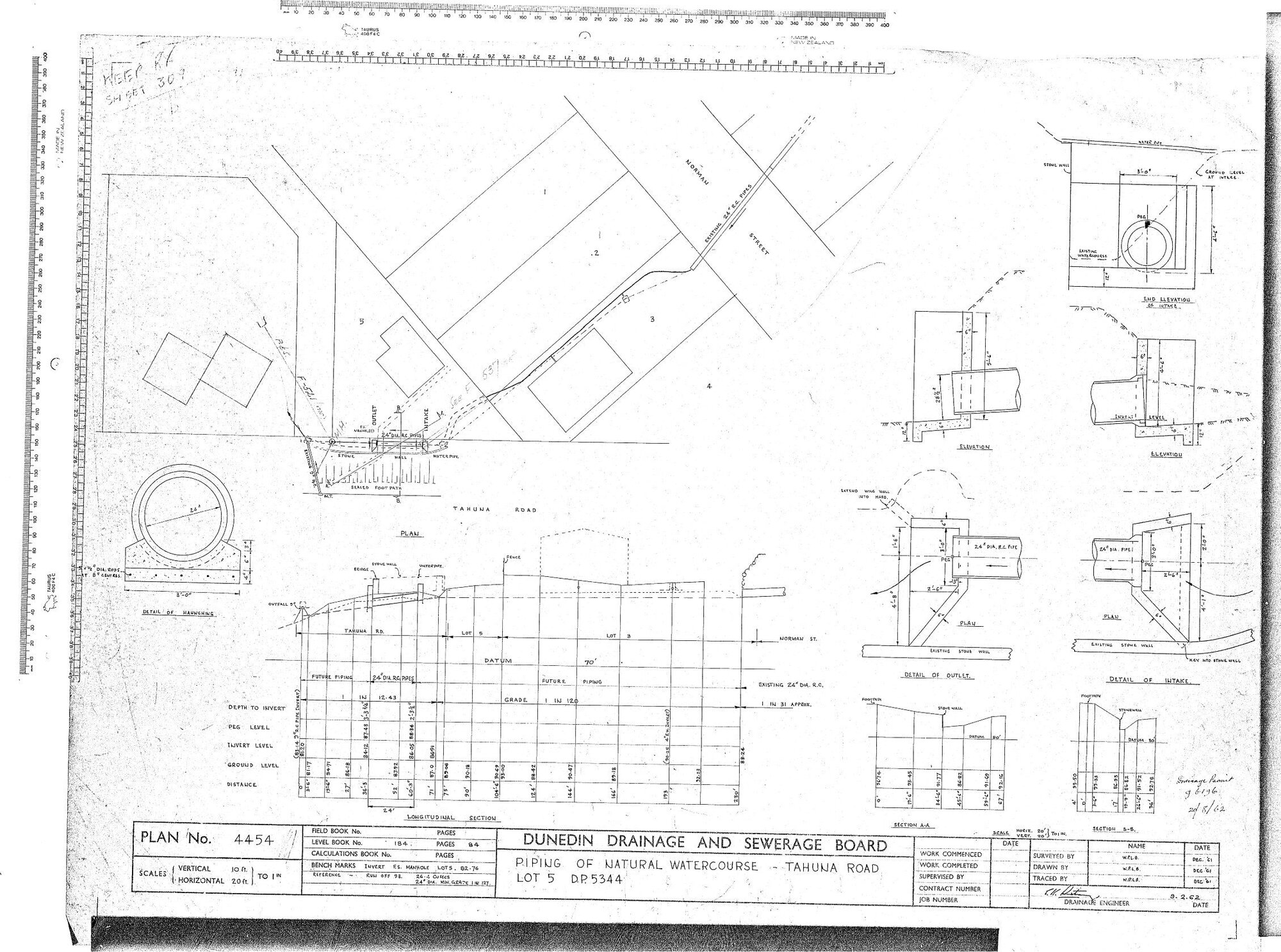 PIPING OF NATURAL WATERCOURSE - TAHUNA ROAD  LOT 5. D.P.5344