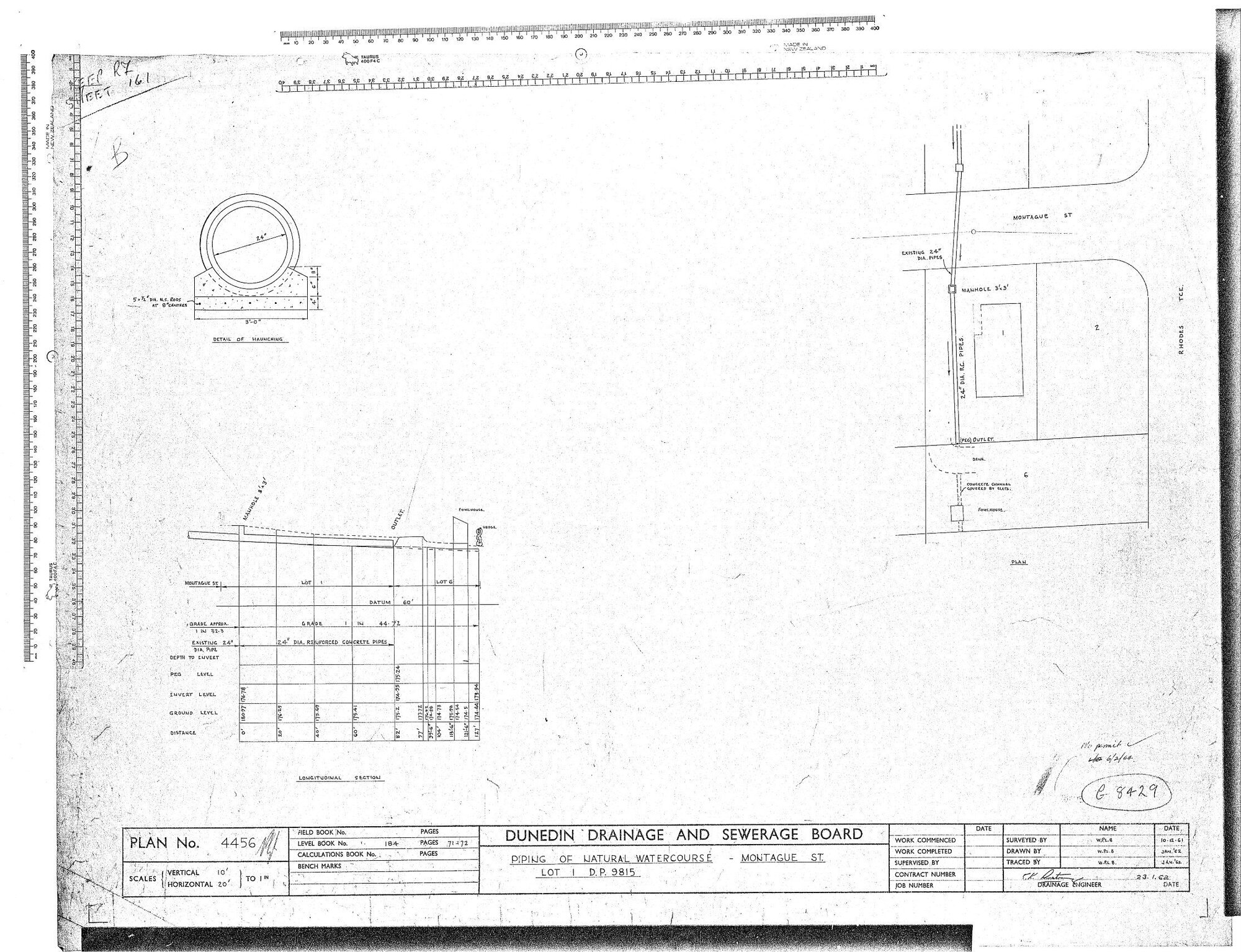 PIPING OF NATURAL WATERCOURSE - MONTAGUE ST.  LOT 1.  D.P. 9815