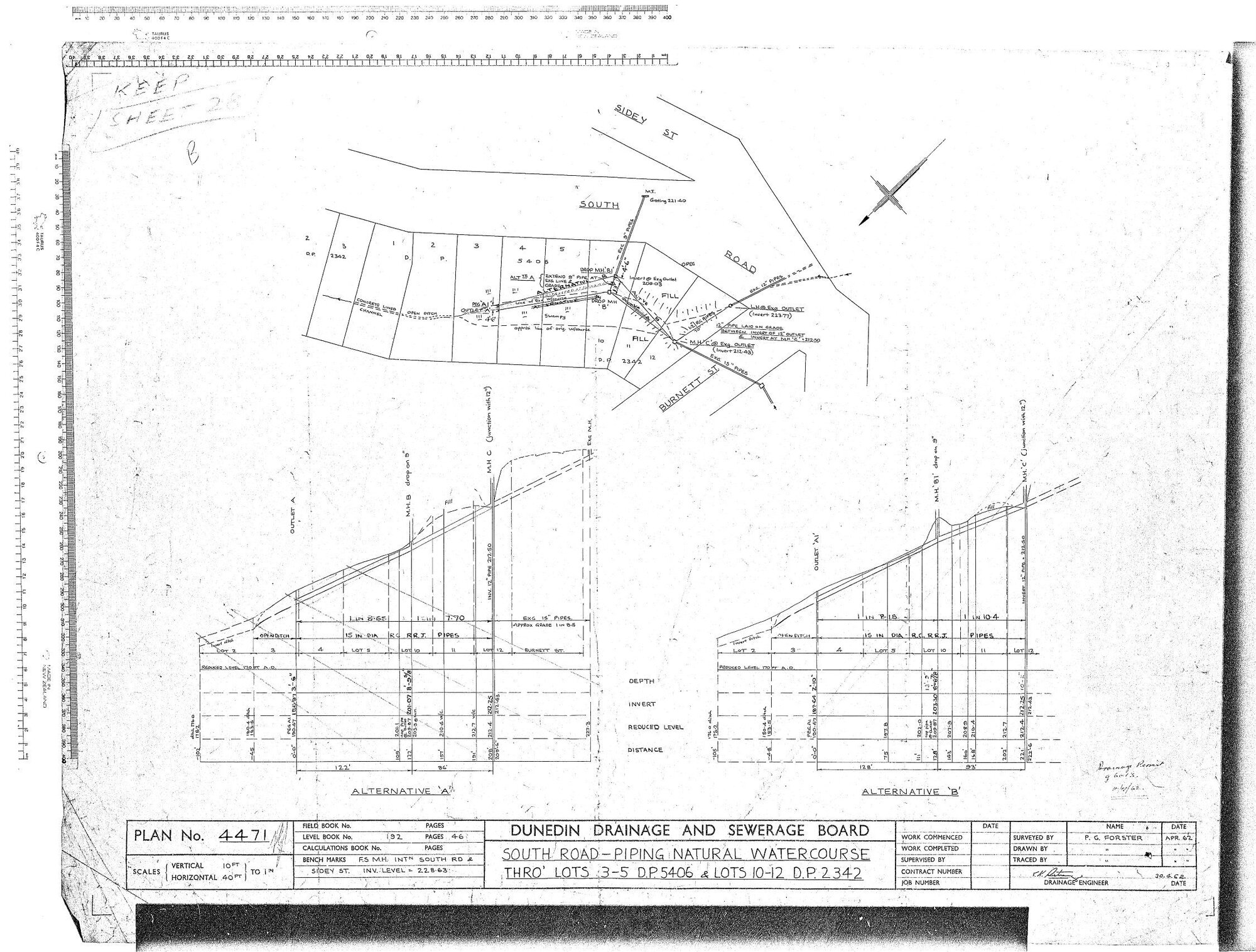 SOUTH ROAD - PIPING NATURAL WATERCOURSE THRO' LOTS 3-5 D.P. 5406 &amp; LOTS 10-12 D.P. 2342