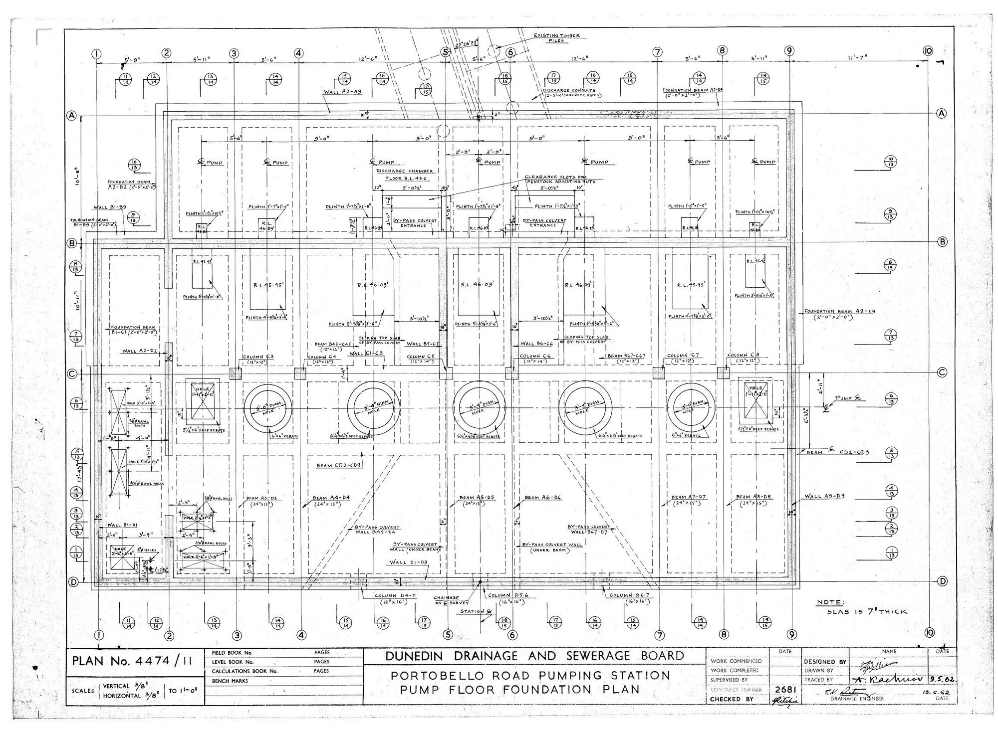 PORTOBELLO ROAD PUMPING STATION  PUMP FLOOR FOUNDATION PLAN