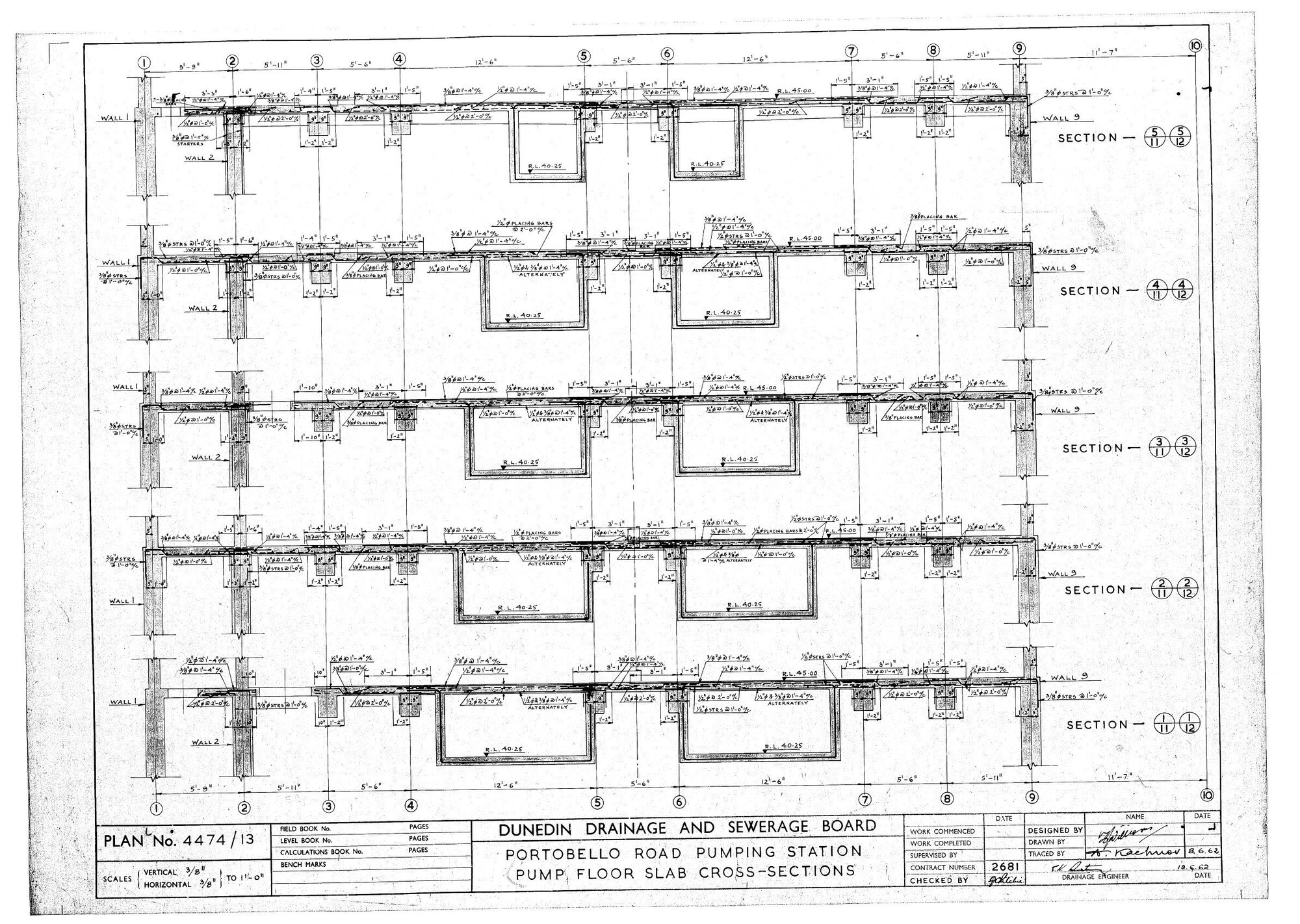 PORTOBELLO ROAD PUMPING STATION  PUMP FLOOR SLAB CROSS - SECTIONS