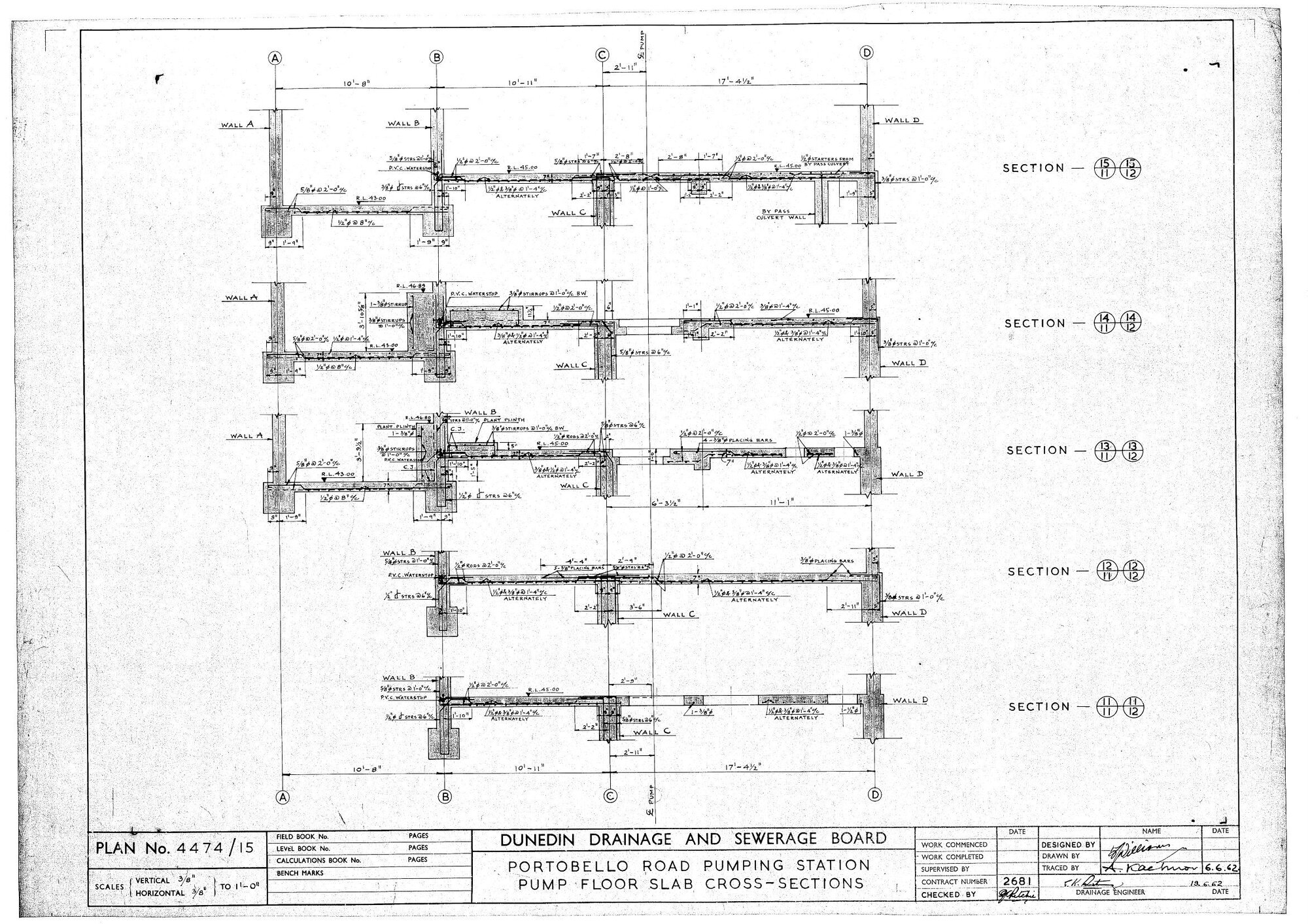 PORTOBELLO ROAD PUMPING STATION  PUMP FLOOR SLAB CROSS - SECTIONS