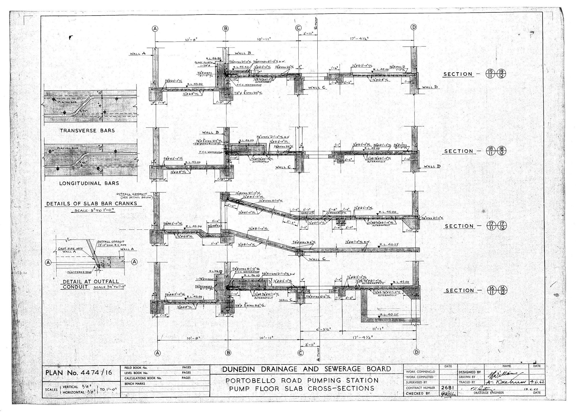 PORTOBELLO ROAD PUMPING STATION  PUMP FLOOR SLAB CROSS - SECTIONS