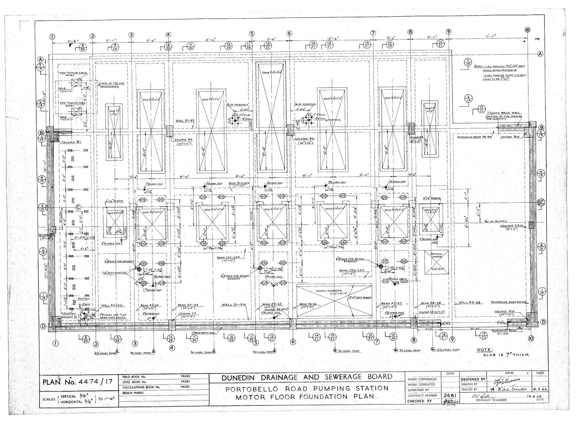PORTOBELLO ROAD PUMPING STATION  MOTOR FLOOR FOUNDATION PLAN