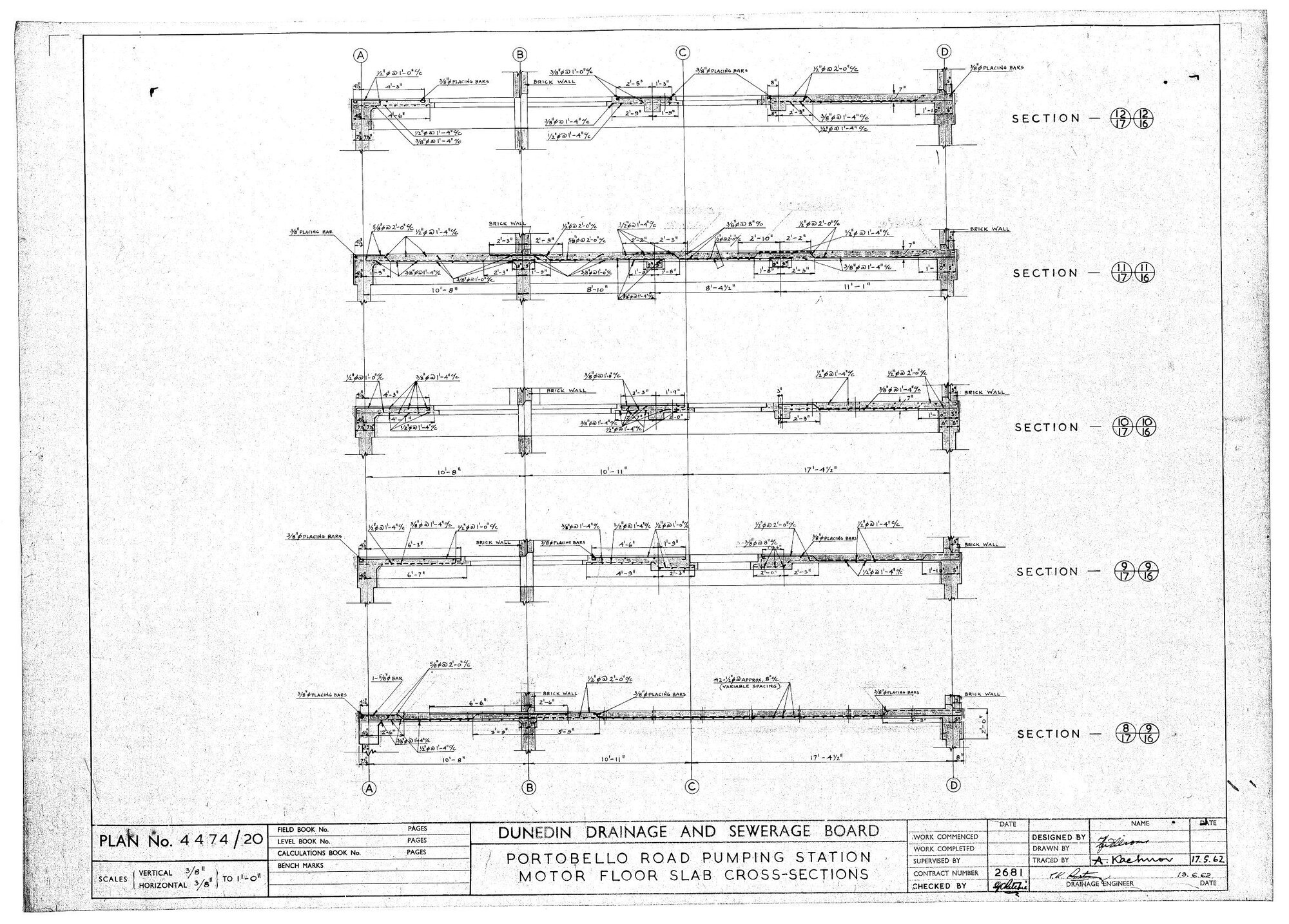 PORTOBELLO ROAD PUMPING STATION  MOTOR FLOOR SLAB CROSS - SECTIONS