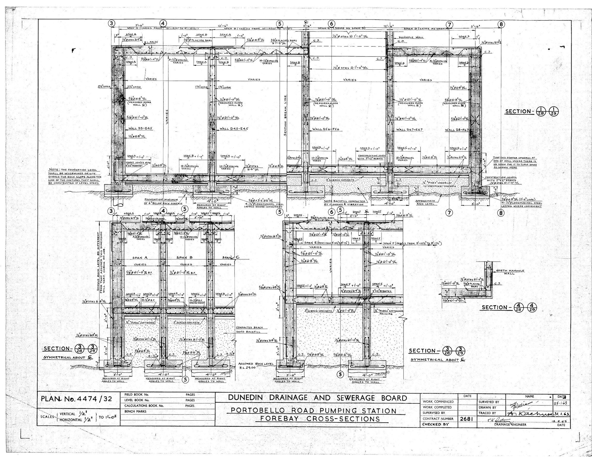 PORTOBELLO ROAD PUMPING STATION  FOREBAY CROSS - SECTIONS