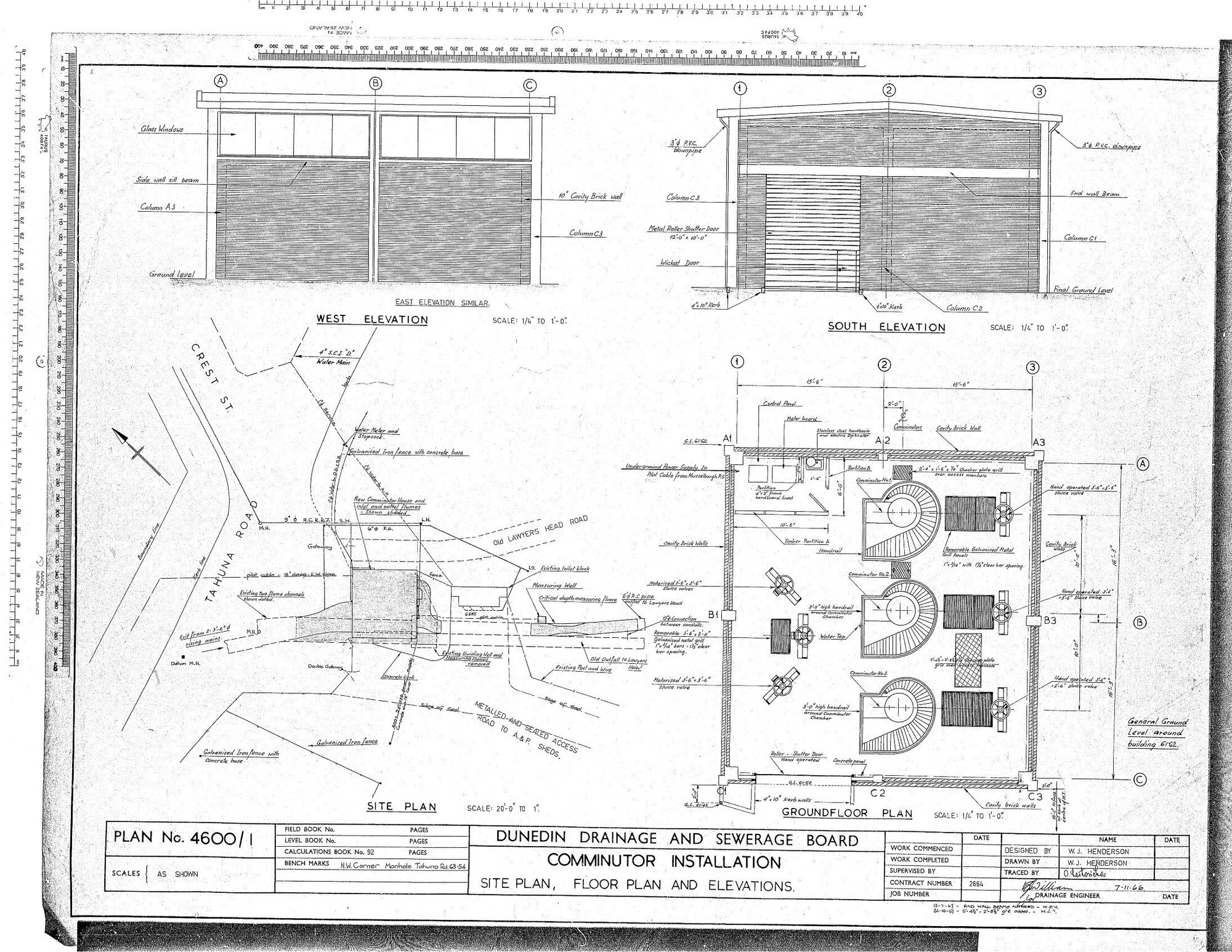 COMMINUTOR INSTALLATION SITE PLAN FLOOR PLAN &amp; ELEVATIONS