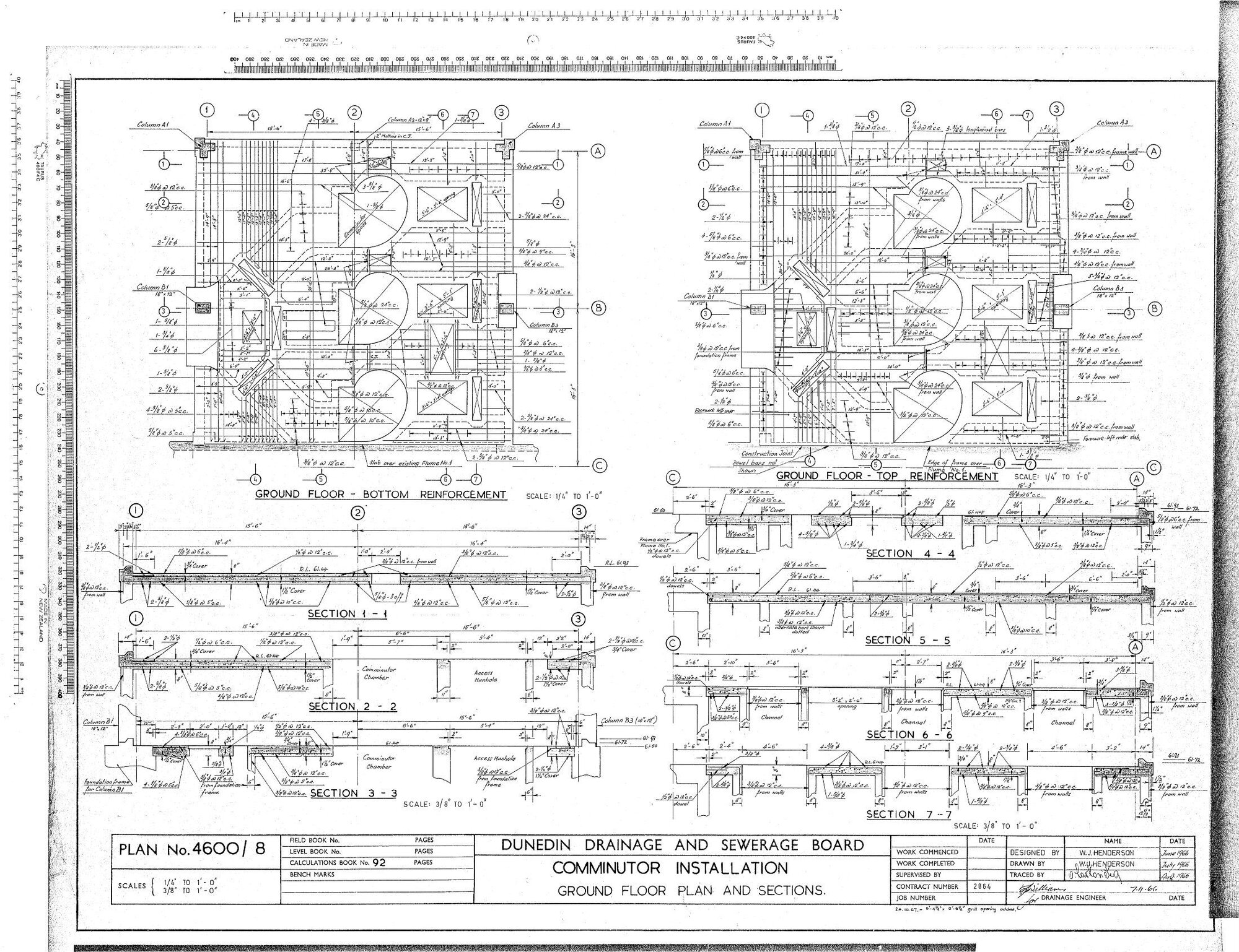 COMMINUTOR INSTALLATION GROUND FLOOR PLAN AND SECTIONS