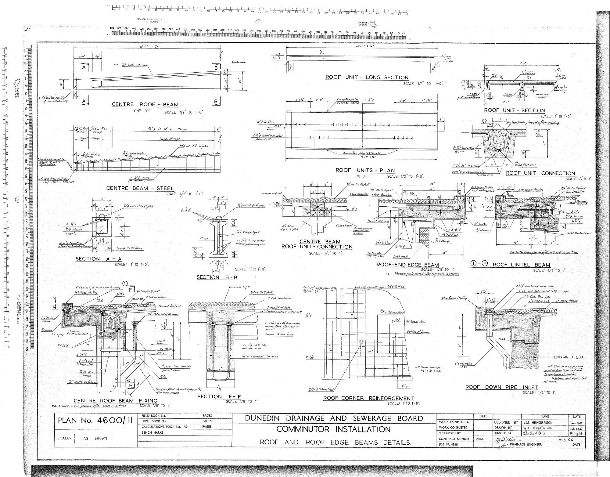COMMINUTOR INSTALLATION ROOF AND ROOF EDGE BEAMS DETAILS