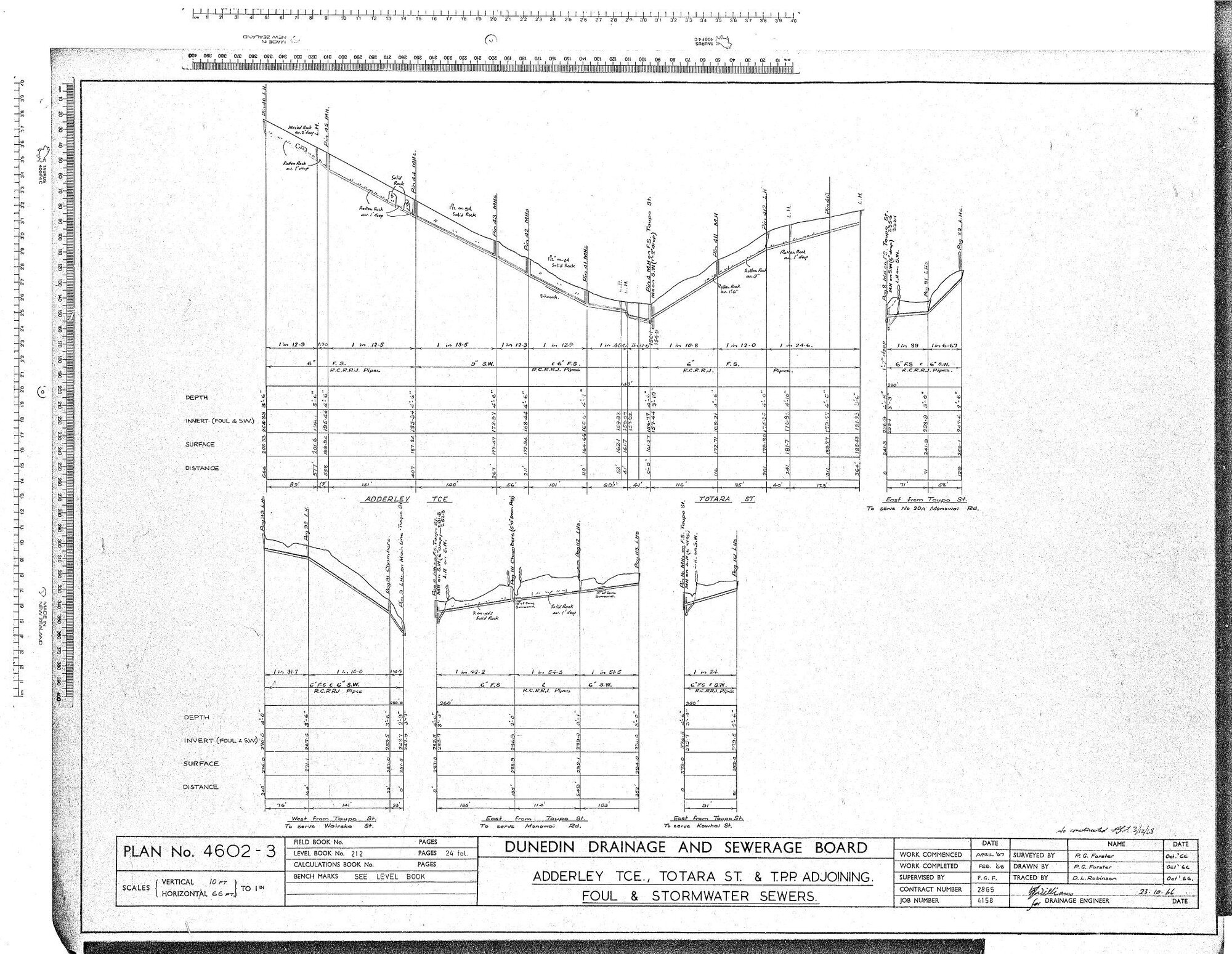 ADDERLEY TCE. TOTARA ST. &amp; T.P.P. ADJOINING FOUL &amp; STORMWATER SEWERS