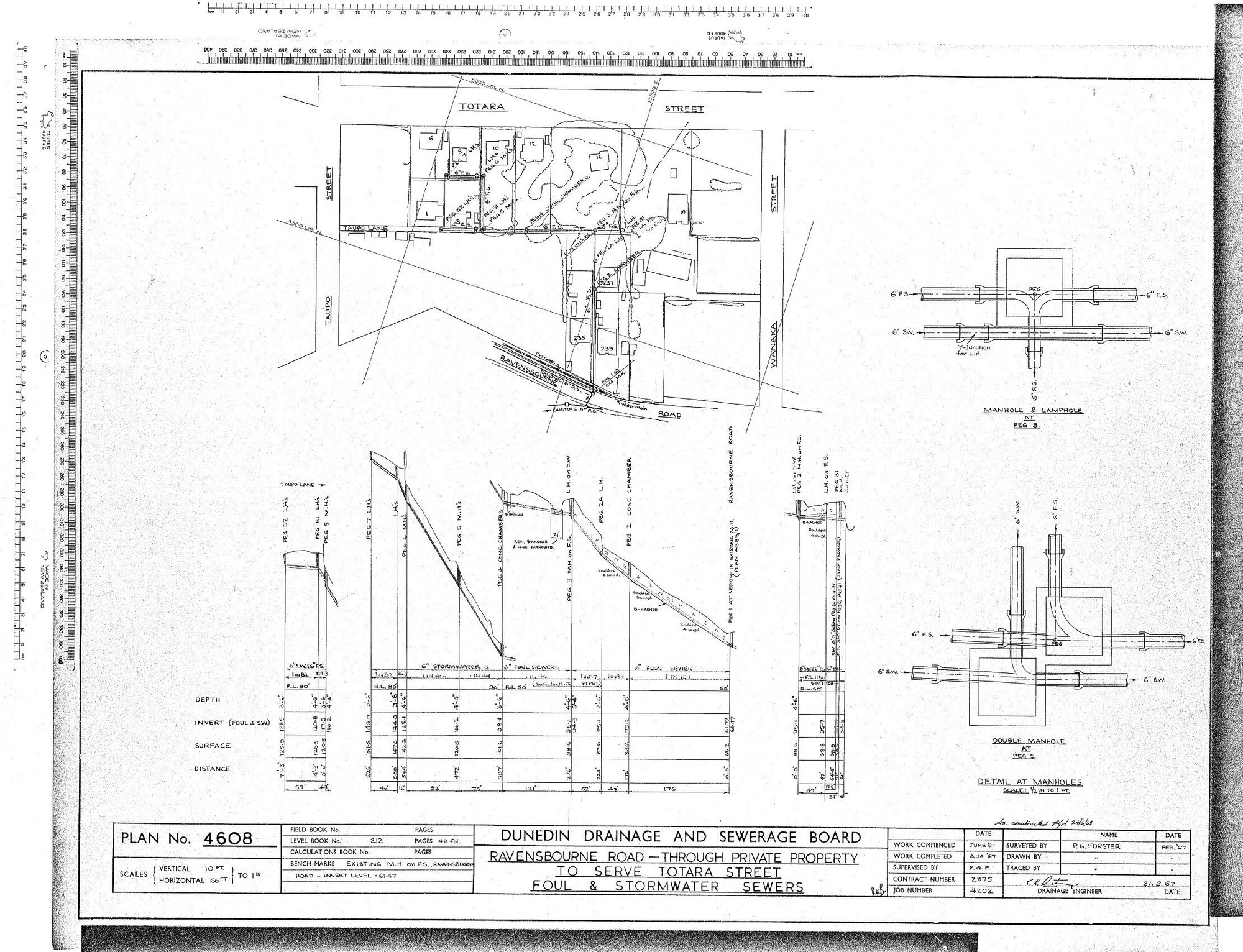 RAVENSBOURNE ROAD - THROUGH PRIVATE PROPERTY TO SERVE TOTARA STREET FOUL &amp; STORMWATER SEWERS