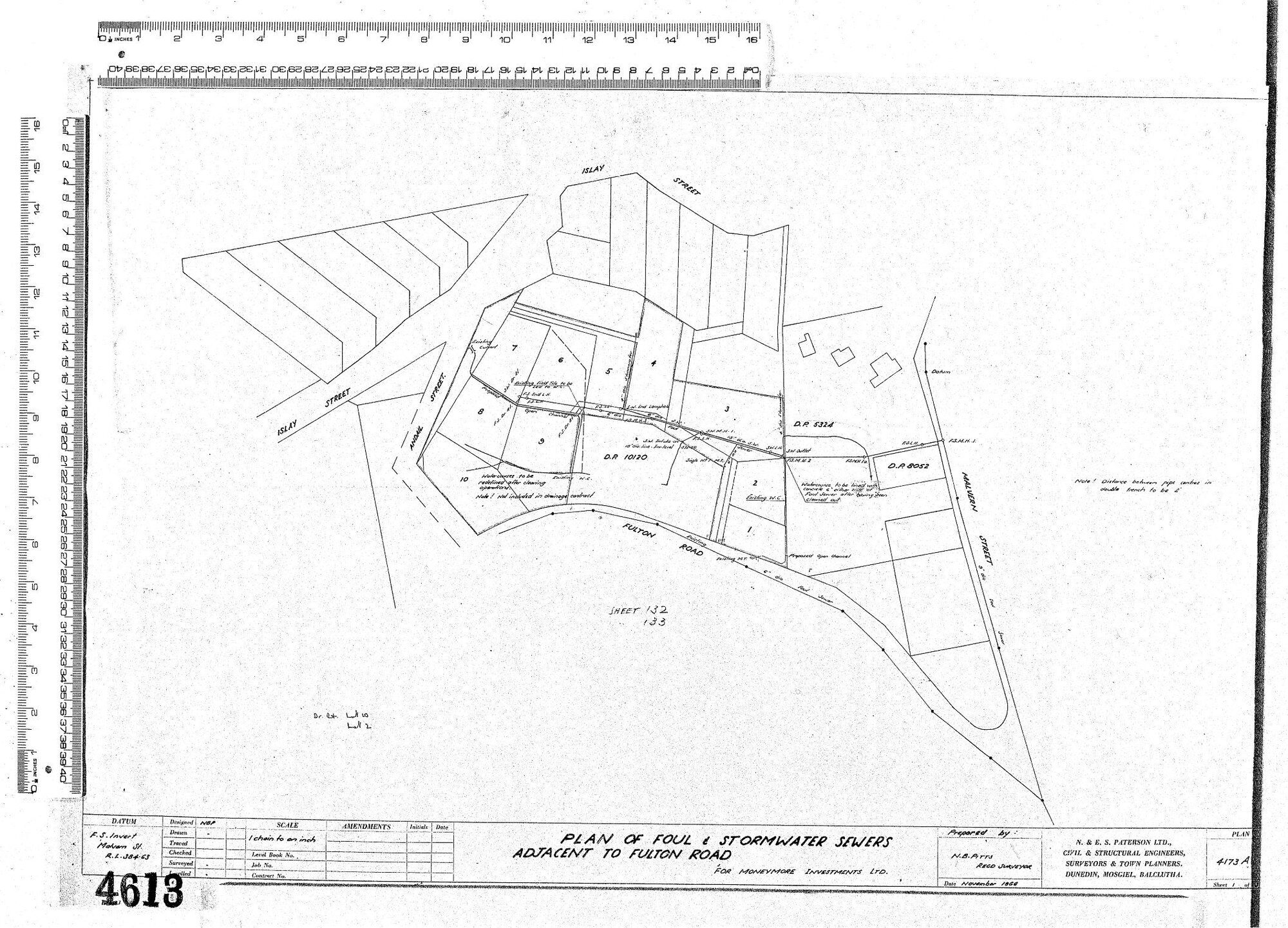 PLAN OF FOUL &amp; STORMWATER SEWERS ADJACENT TO FUNCTION ROAD