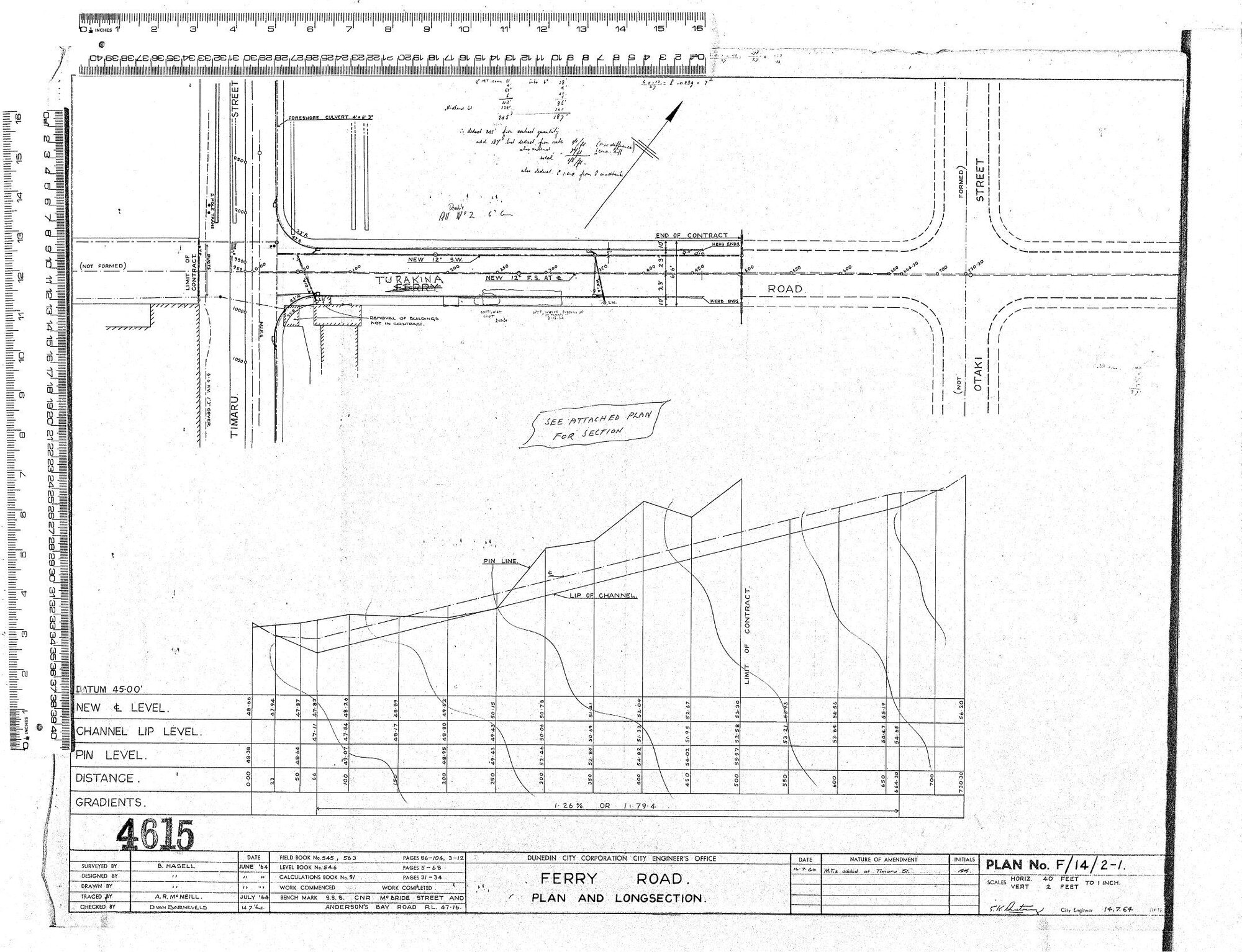 FERRY ROAD  PLAN AND LONGSECTION