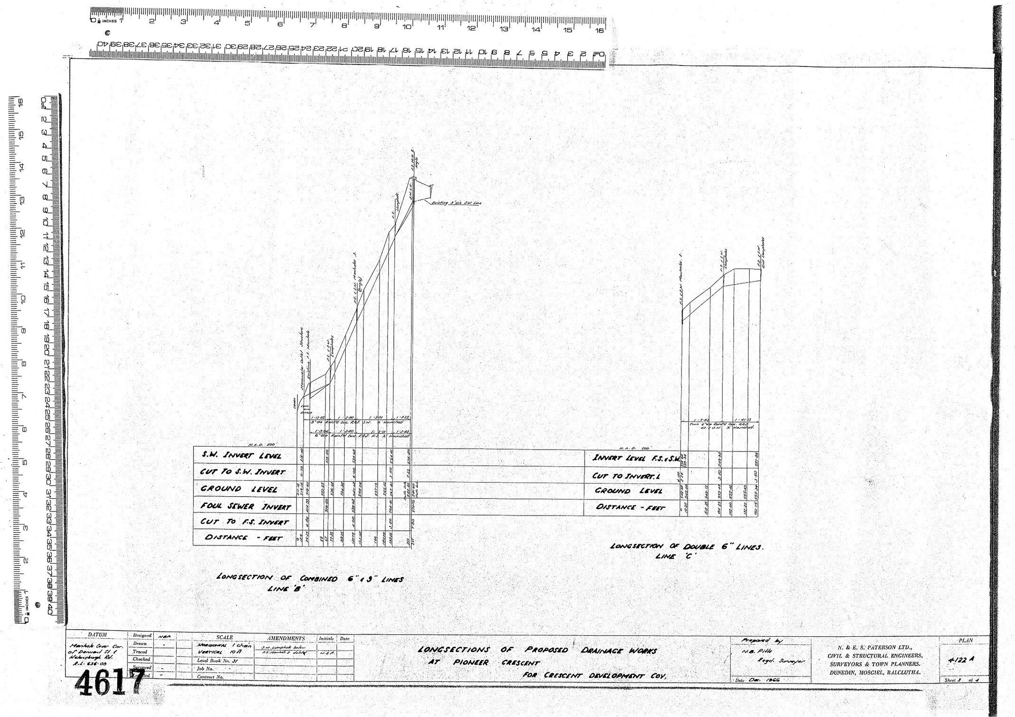 LONGSECTIONS OF PROPOSED DRAINAGE WORKS AT POINEER CRESCENT