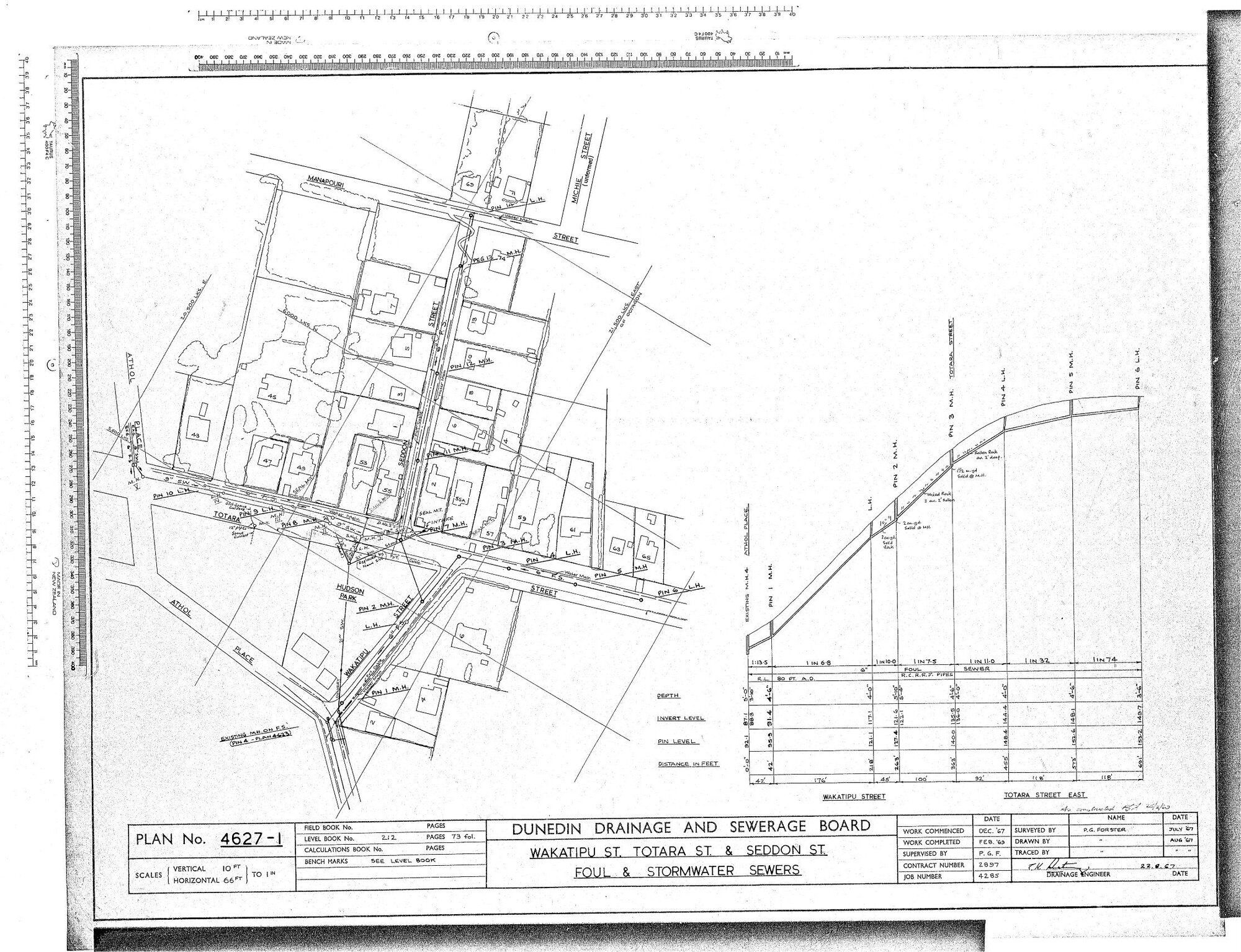 WAKATIPU ST. TOTARA ST. &amp; SEDDON ST.  FOUL &amp; STORMWATER SEWERS