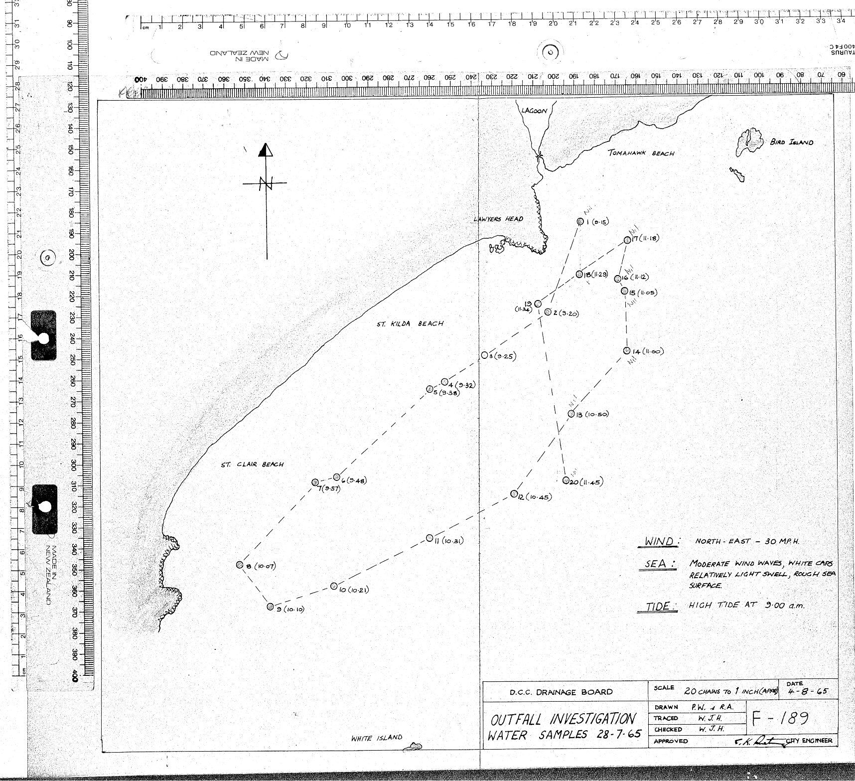 OUTFALL INVESTIGATION WATERSAMPLES 28-7-65