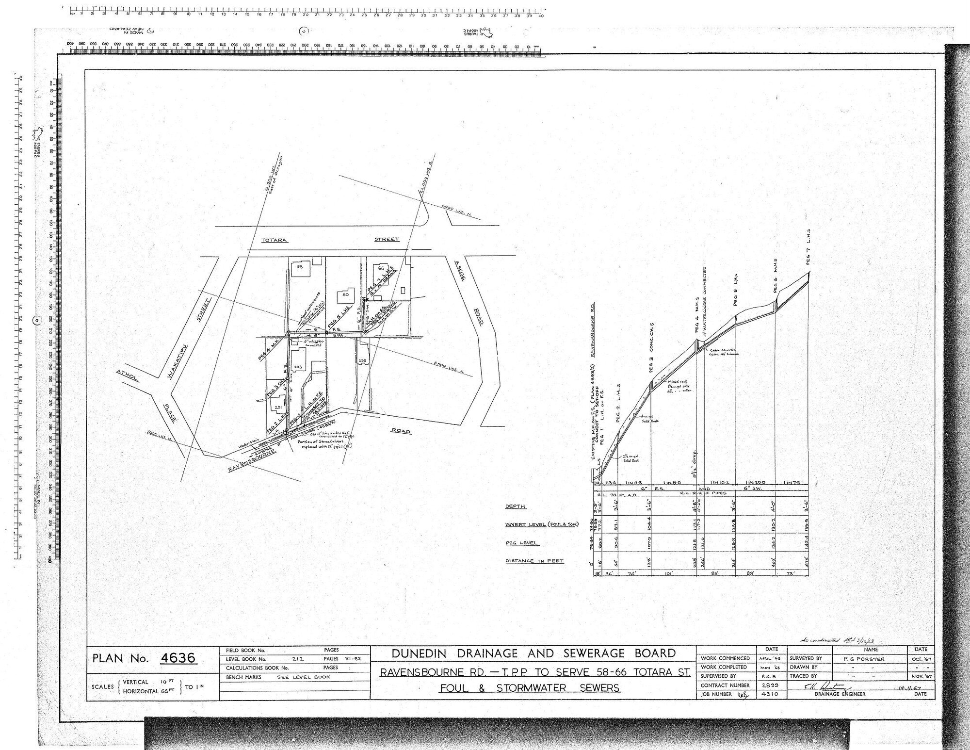 RAVENSBORNE RD. - T.P.P. TO SERVE 58-66 TOTARA ST. FOUL &amp; STORMWATER SEWERS