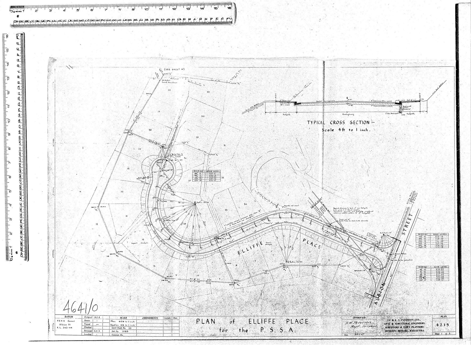 PLAN OF ELLIFFE PLACE  FOR THE P.S.S.A.