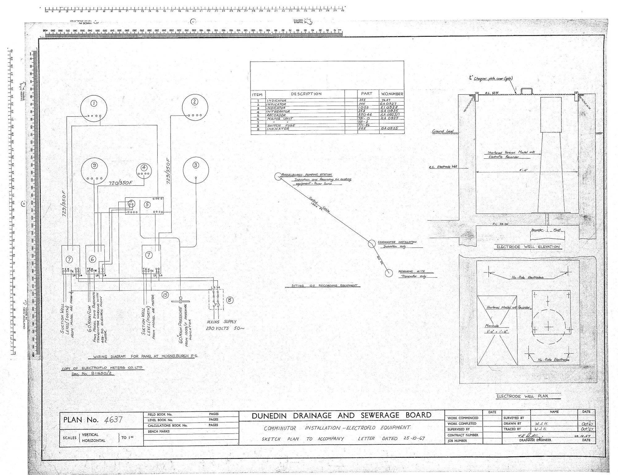 COMMINUTOR INSTALLATION - ELECTROFLO EQUIPMENT SKETCH PLAN TO ACCOMPANY LETTER DATED 25-10-67