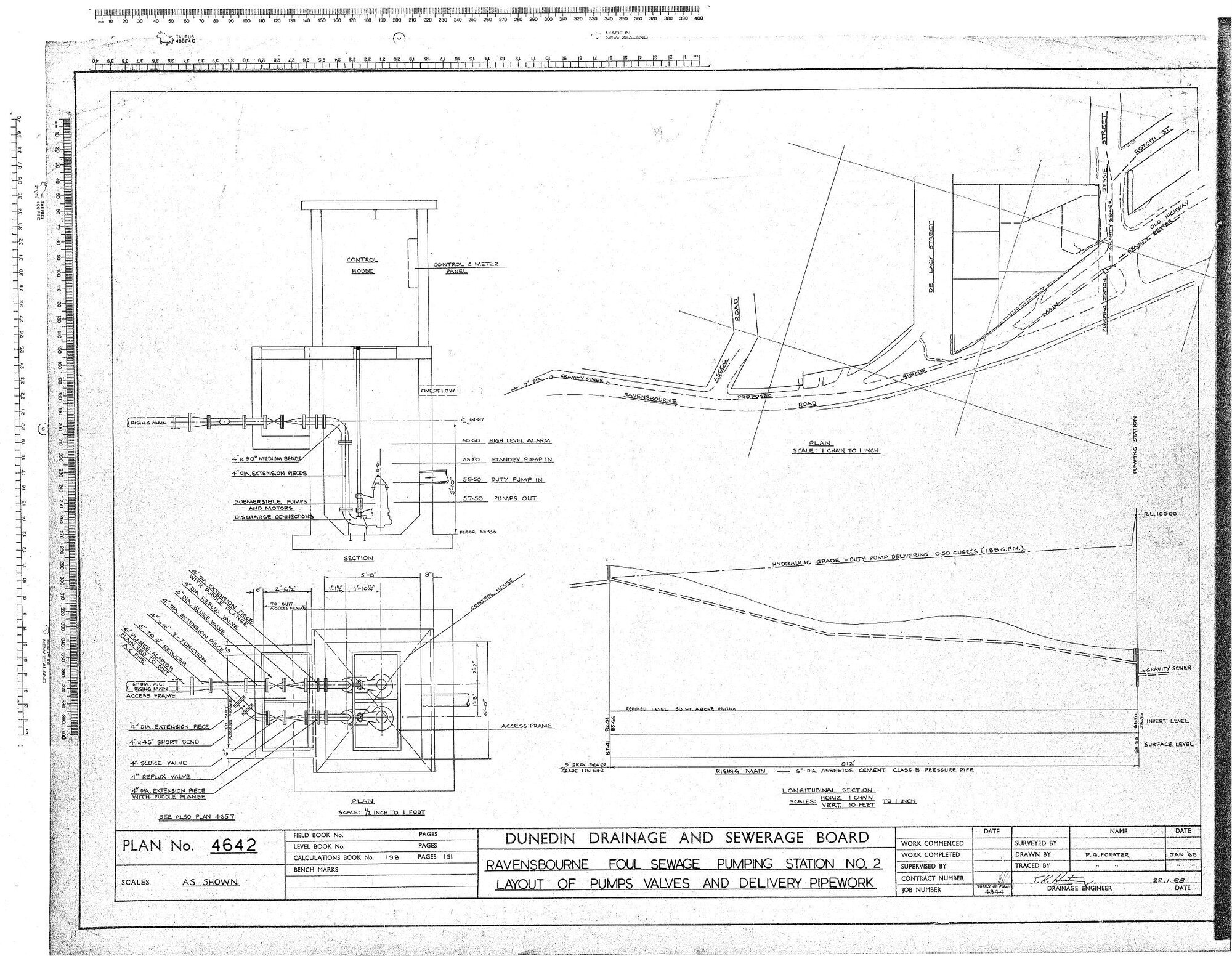 RAVENSBOURNE FOUL SEWAGE PUMPING STATION No.2. LAYOUT OF PUMPS VALVES AND DELIVERY PIPEWORK