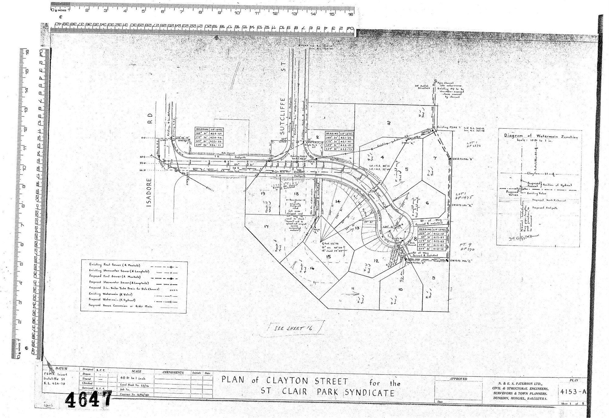 PLAN OF CLAYTON STREET FOR THE ST CLAIR PARK SYNDICATE