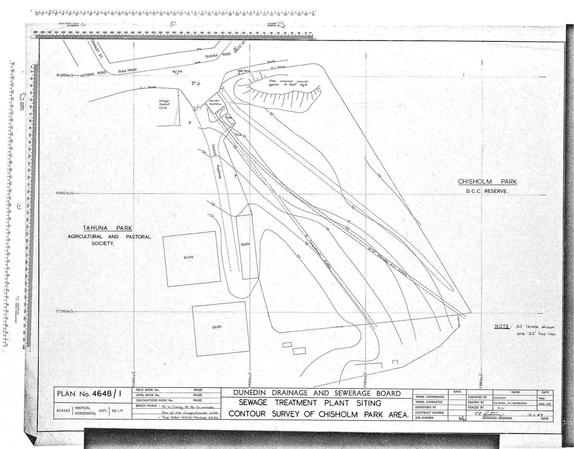 SEWAGE TREATMENT PLANT SITING CONTOUR SURVEY OF CHISHOLM PARK AREA