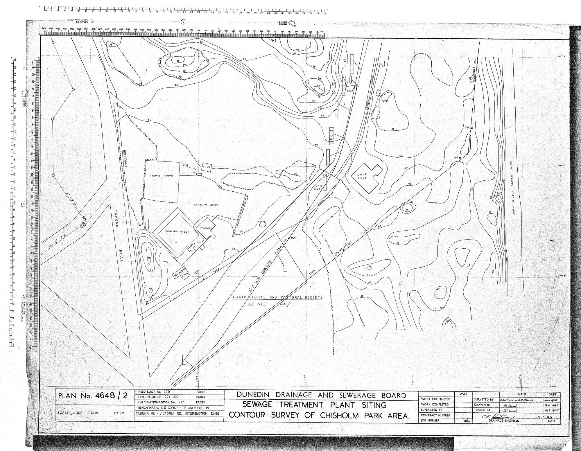 SEWAGE TREATMENT PLANT SITING CONTOUR SURVEY OF CHISHOLM PARK AREA