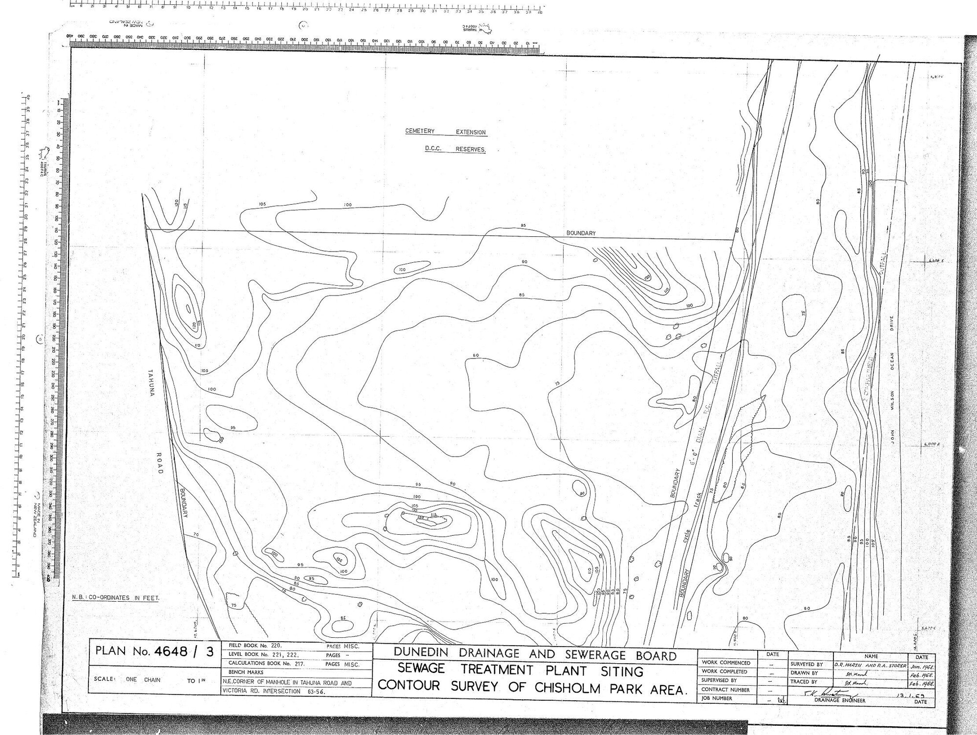 SEWAGE TREATMENT PLANT SITING CONTOUR SURVEY OF CHISHOLM PARK AREA