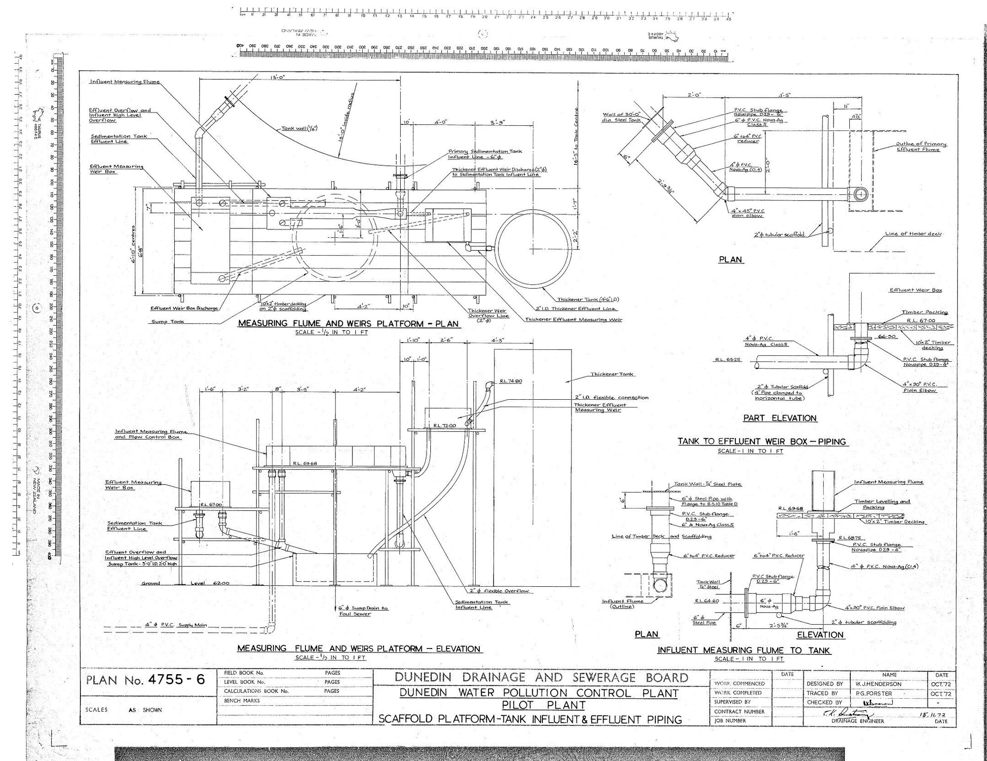 DUNEDIN WATER POLLUTION CONTROL PLANT - PILOT PLANT - SCAFFOLD PLATFORM - TANK INFLUENT &amp; EFFULENT PIPING