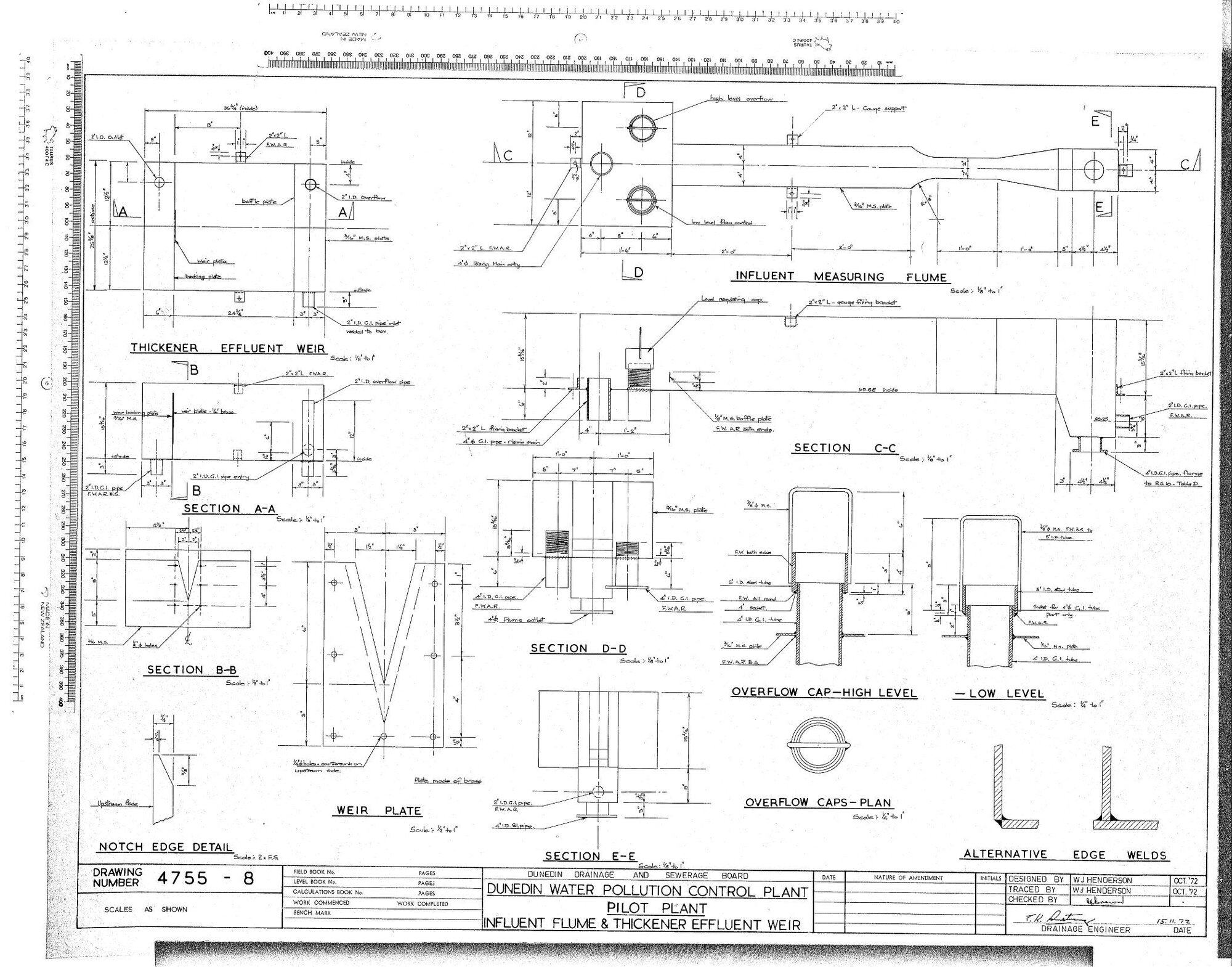 DUNEDIN WATER POLLUTION CONTROL PLANT - PILOT PLANT - INFLUENT FLAME &amp; THICKENER EFFLUENT WEIR