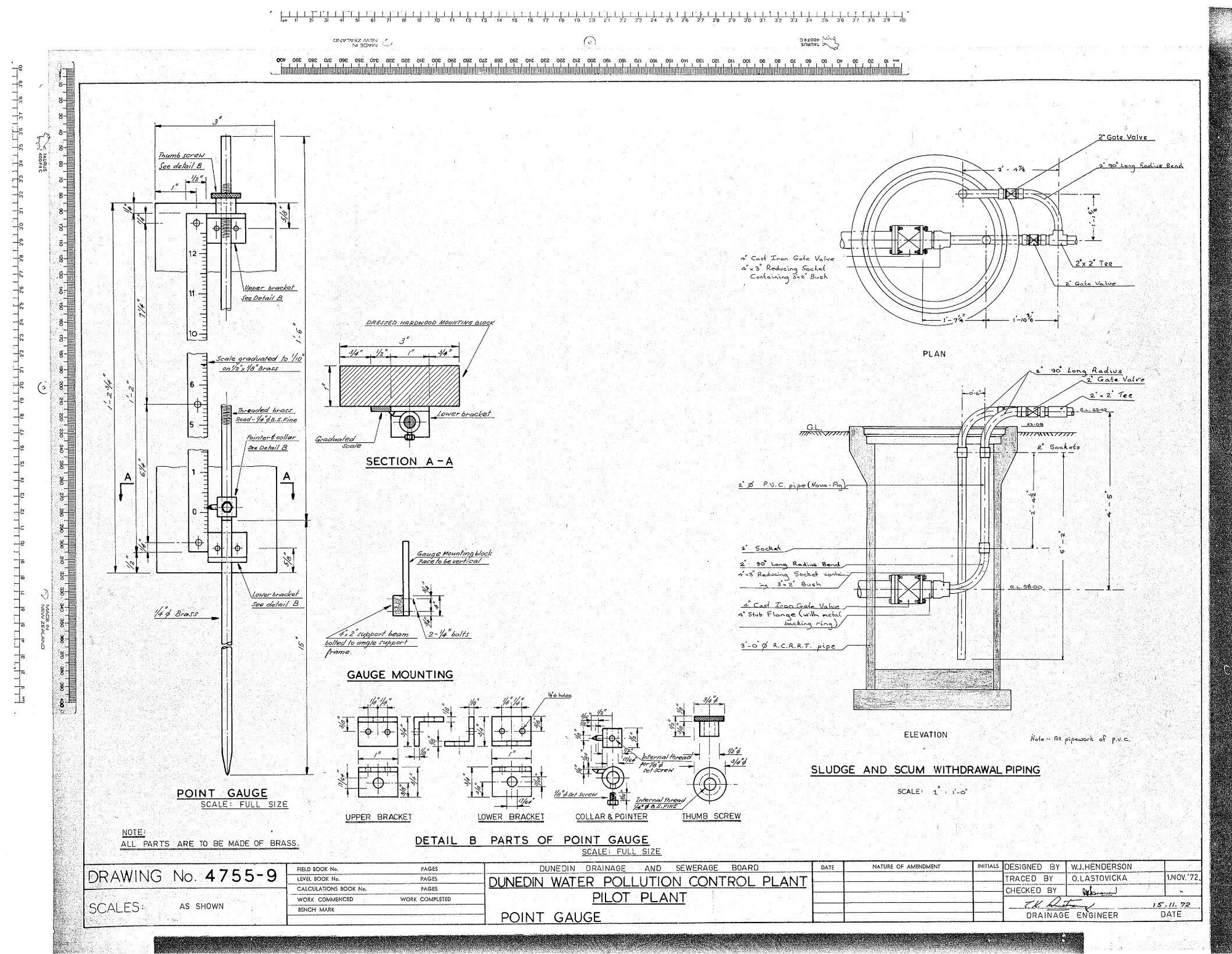 DUNEDIN WATER POLLUTION CONTROL PLANT - PILOT PLANT - POINT GAUGE