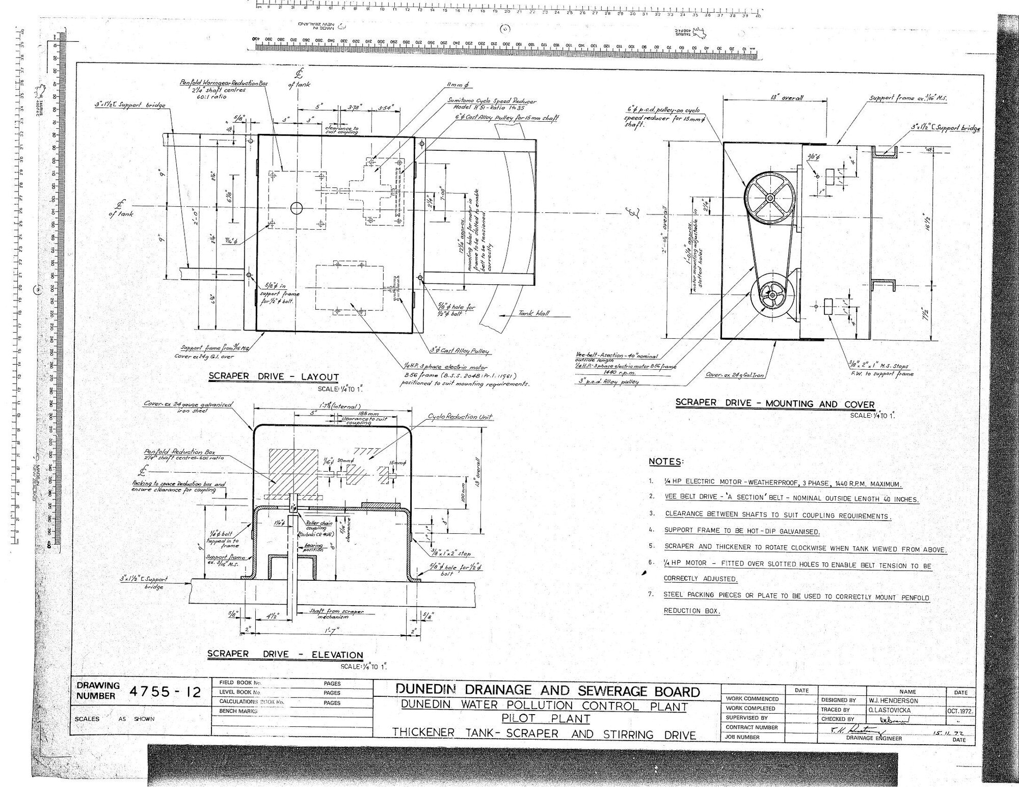 DUNEDIN WATER POLLUTION CONTROL PLANT - PILOT PLANT - THICKENER TANK - SCRAPER ARMS AND STIRRING DRIVE