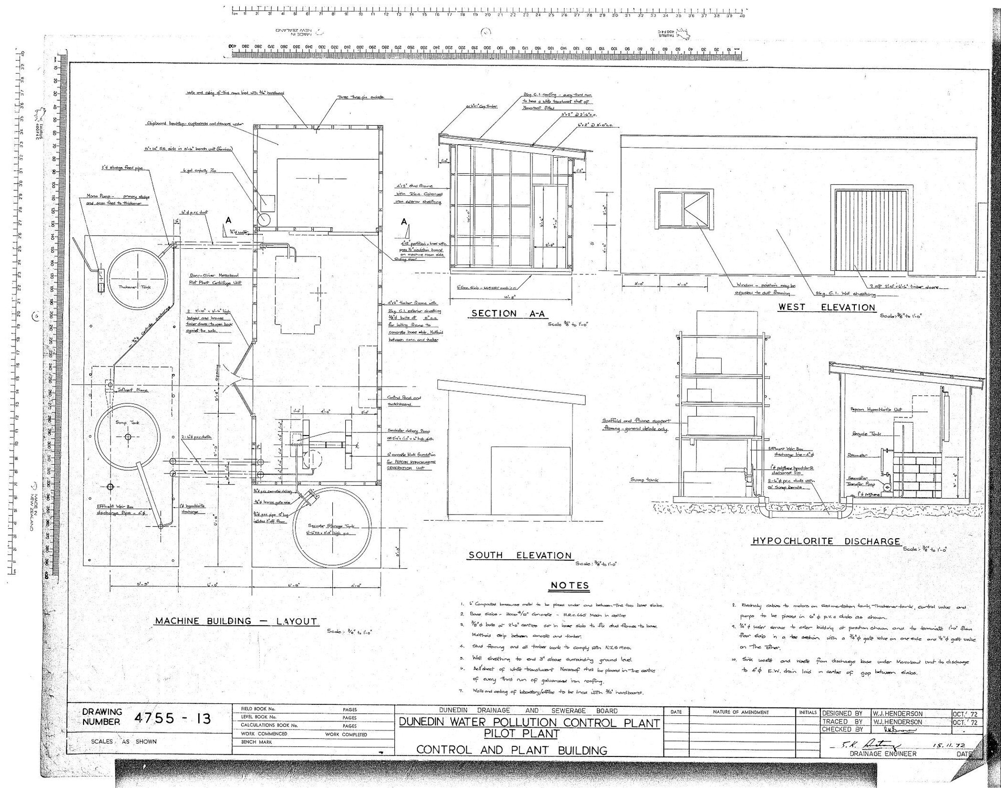 DUNEDIN WATER POLLUTION CONTROL PLANT - PILOT PLANT - CONTROL AND PLANT BUILDING