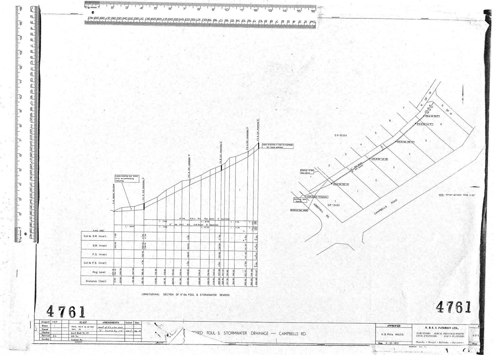 PROPOSED FOUL &amp; STORMWATER DRAINAGE - CAMPBELLS ROAD