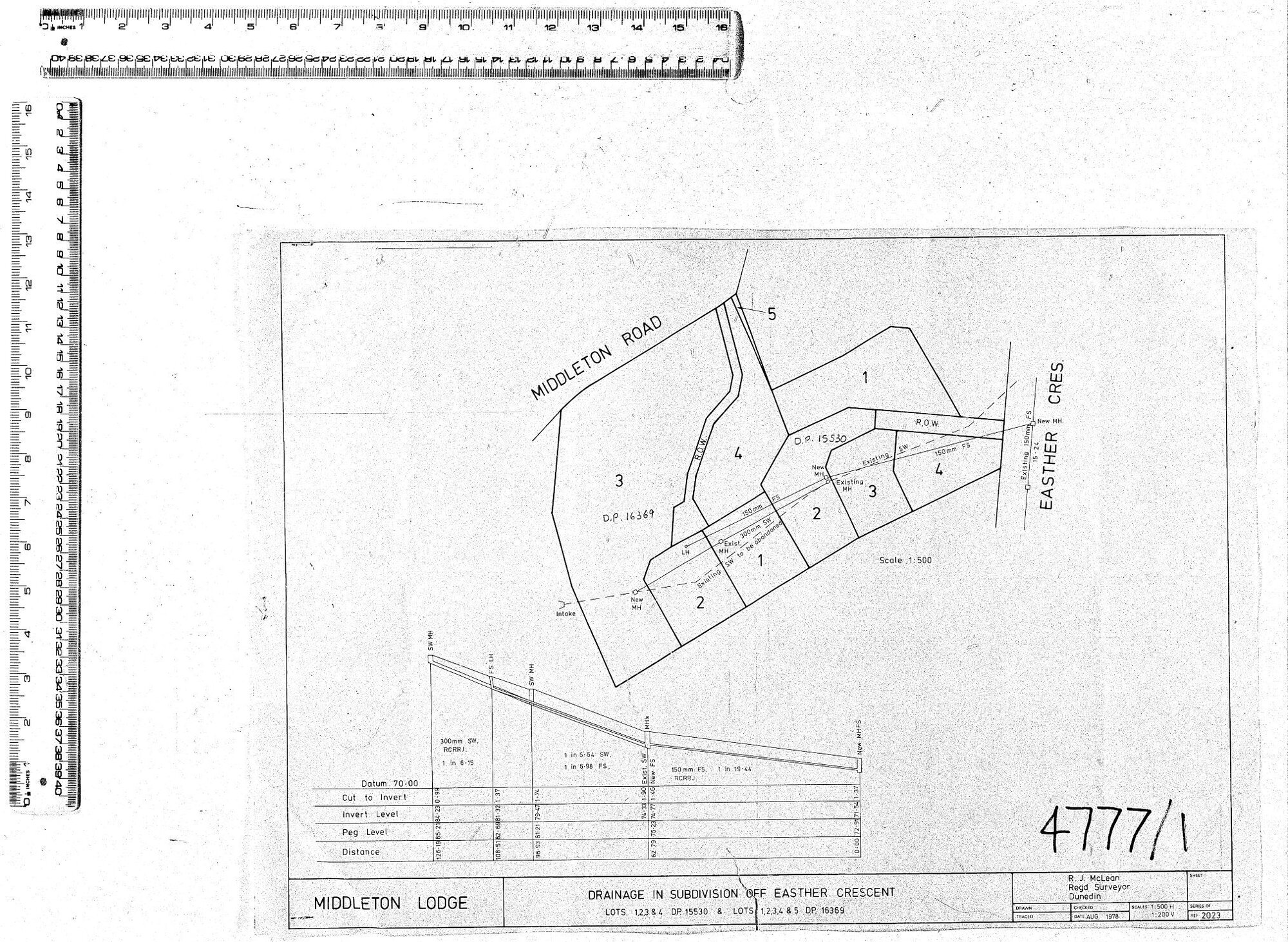 DRAINAGE IN SUBDIVISION OFF EASTHER CRESCENT LOTS 1-4, D.P. 15530, &amp; LOTS 1-5, D.P. 16369