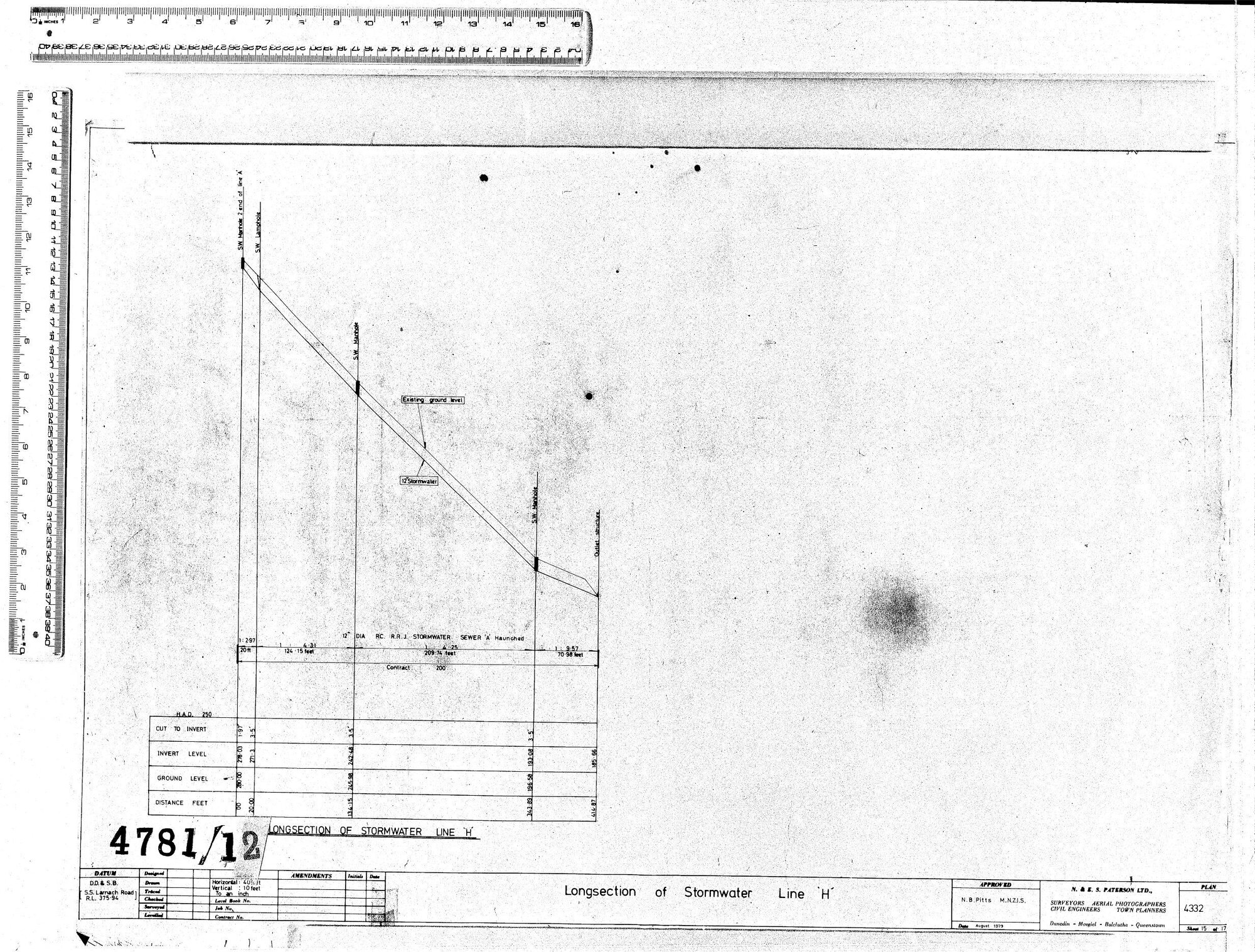 LONGSECTION OF STORMWATER LINE H