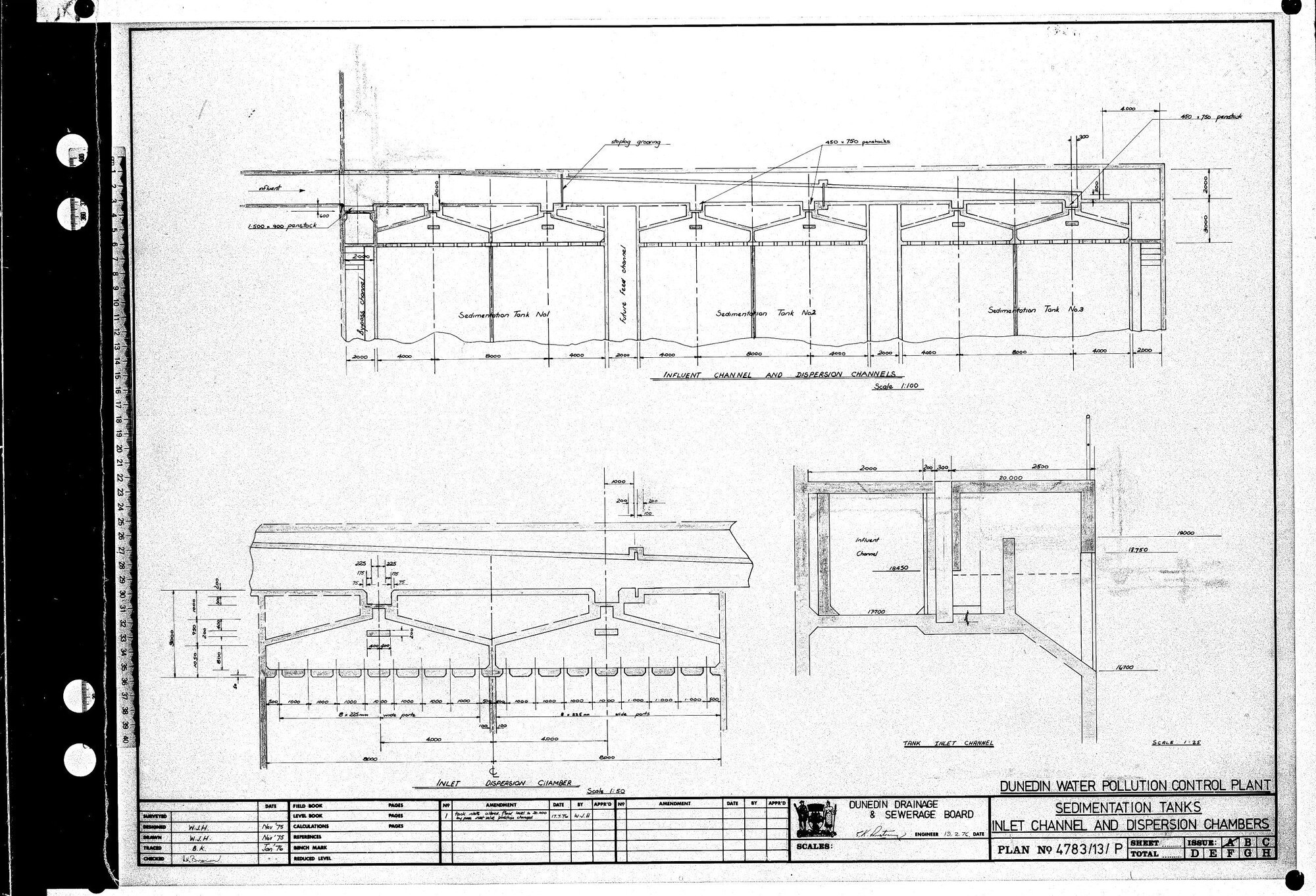 DUNEDIN WATER POLLUTION CONTROL PLANT - SEDIMENTATION TANKS - INLET CHANNEL AND DISPERSION CHAMBERS