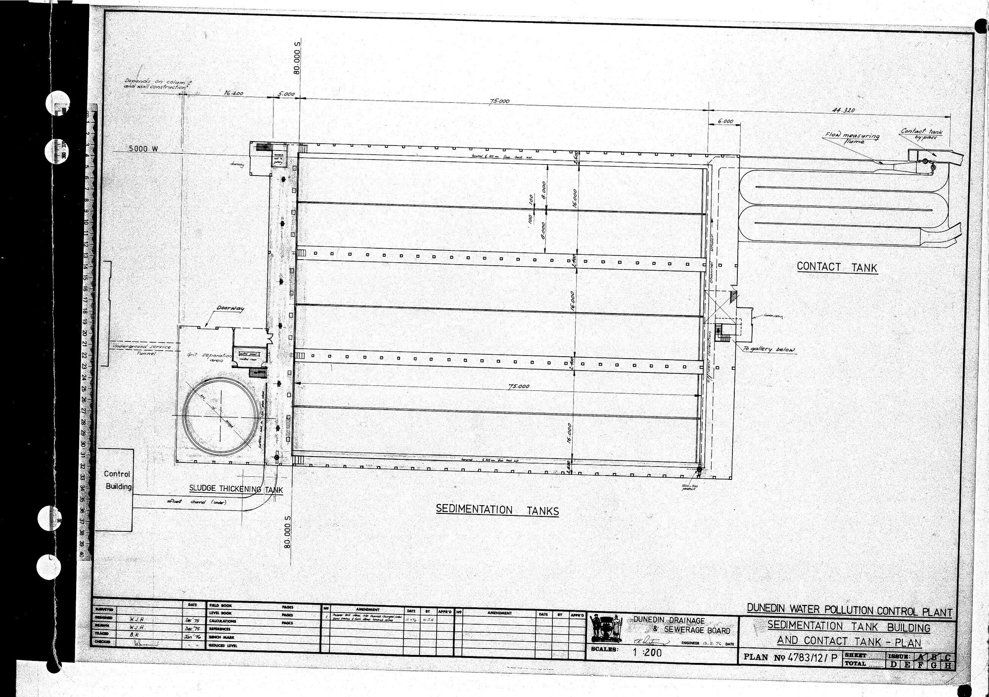 DUNEDIN WATER POLLUTION CONTROL PLANT - SEDIMENTATION TANK BUILDING AND CONTACT TANK - PLAN