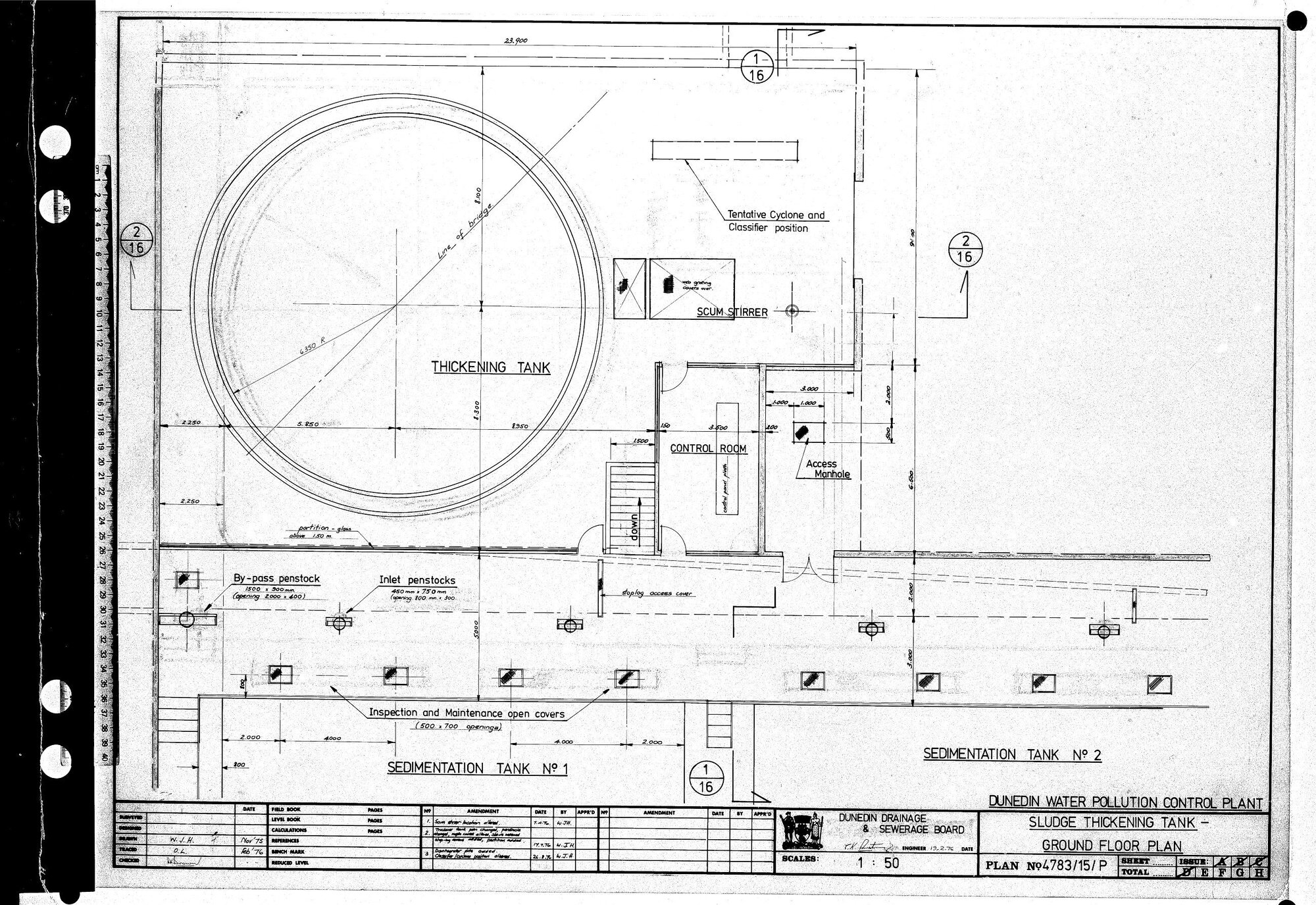 DUNEDIN WATER POLLUTION CONTROL PLANT - SLUDGE THICKENING TANK - GROUND FLOOR PLAN