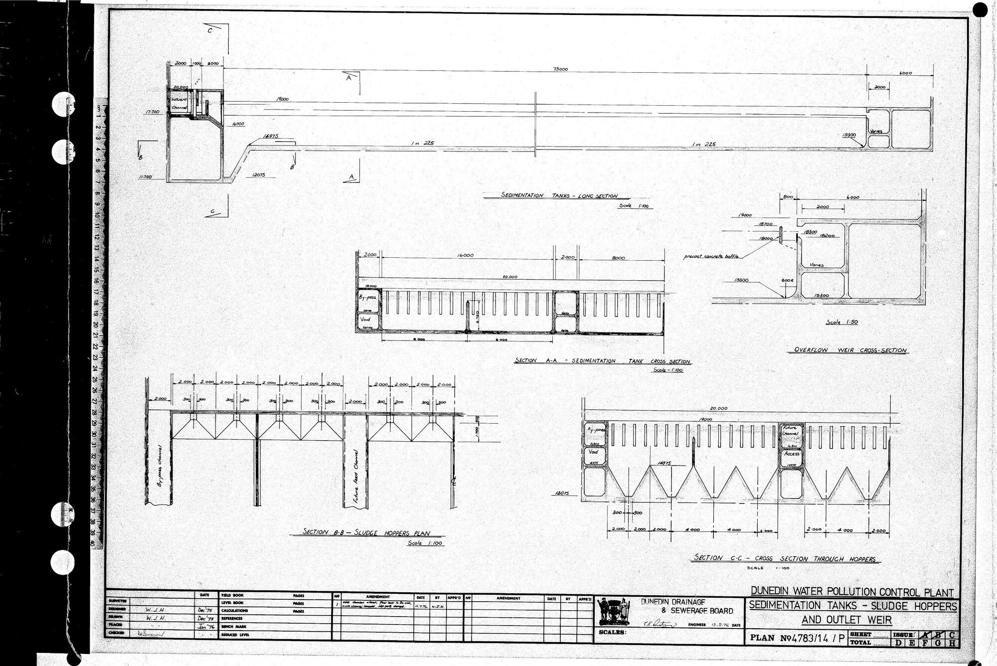 DUNEDIN WATER POLLUTION CONTROL PLANT - SEDIMENTATION TANKS - SLUDGE HOPPERS AND OUTLET WEIR
