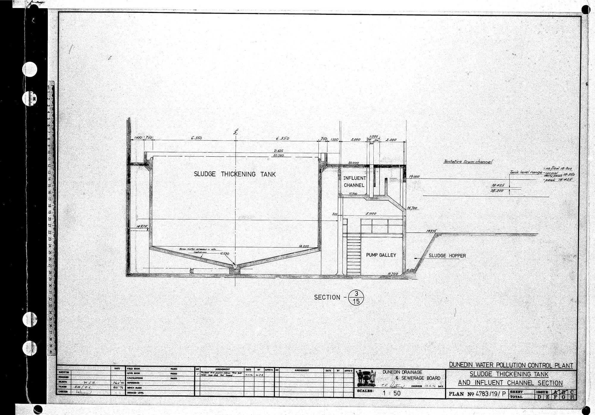 DUNEDIN WATER POLLUTION CONTROL PLANT - SLUDGE THICKENING TANK - AND INFLUENT CHANNEL SECTION